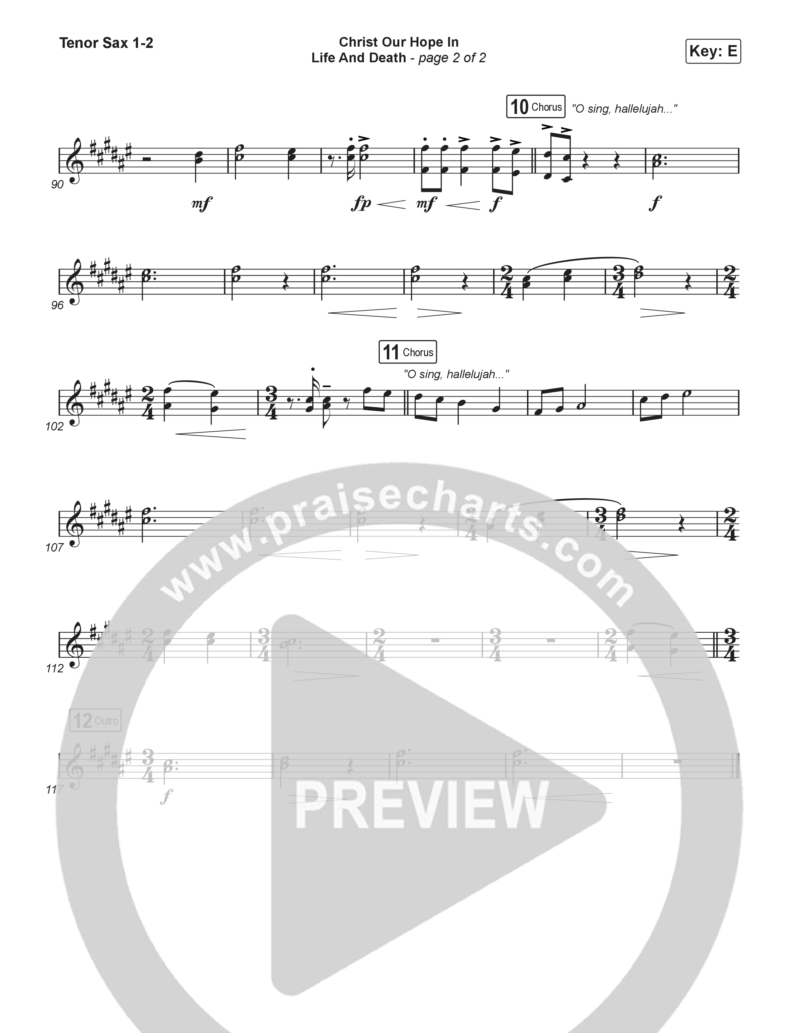 Christ Our Hope In Life And Death (Choral/SATB) Tenor Sax 1,2 (Travis Cottrell / Arr. Mason Brown / Orch. Travis Patton)