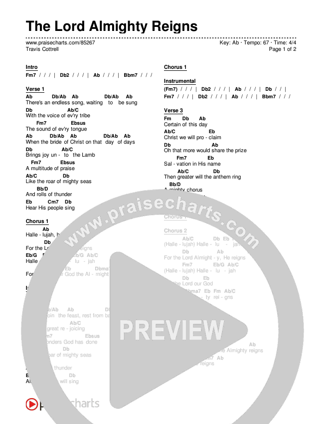 The Lord Almighty Reigns (Choral/SATB) Chords & Lyrics (Travis Cottrell / Brooke Voland / Arr. Mason Brown)