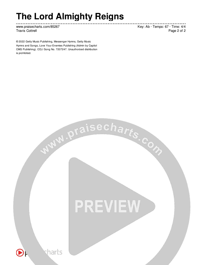The Lord Almighty Reigns (Choral/SATB) Chords & Lyrics (Travis Cottrell / Brooke Voland / Arr. Mason Brown)