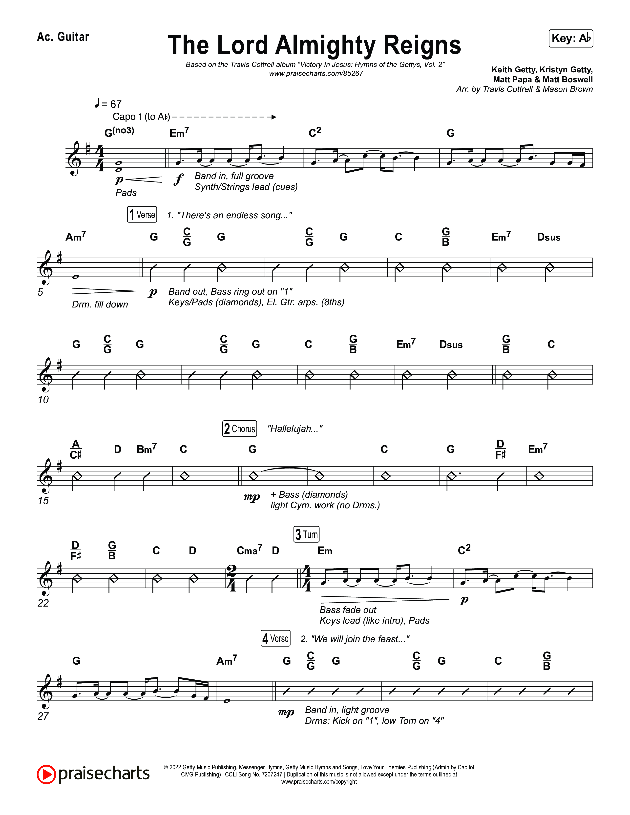 The Lord Almighty Reigns (Choral/SATB) Acoustic Guitar (Travis Cottrell / Brooke Voland / Arr. Mason Brown)