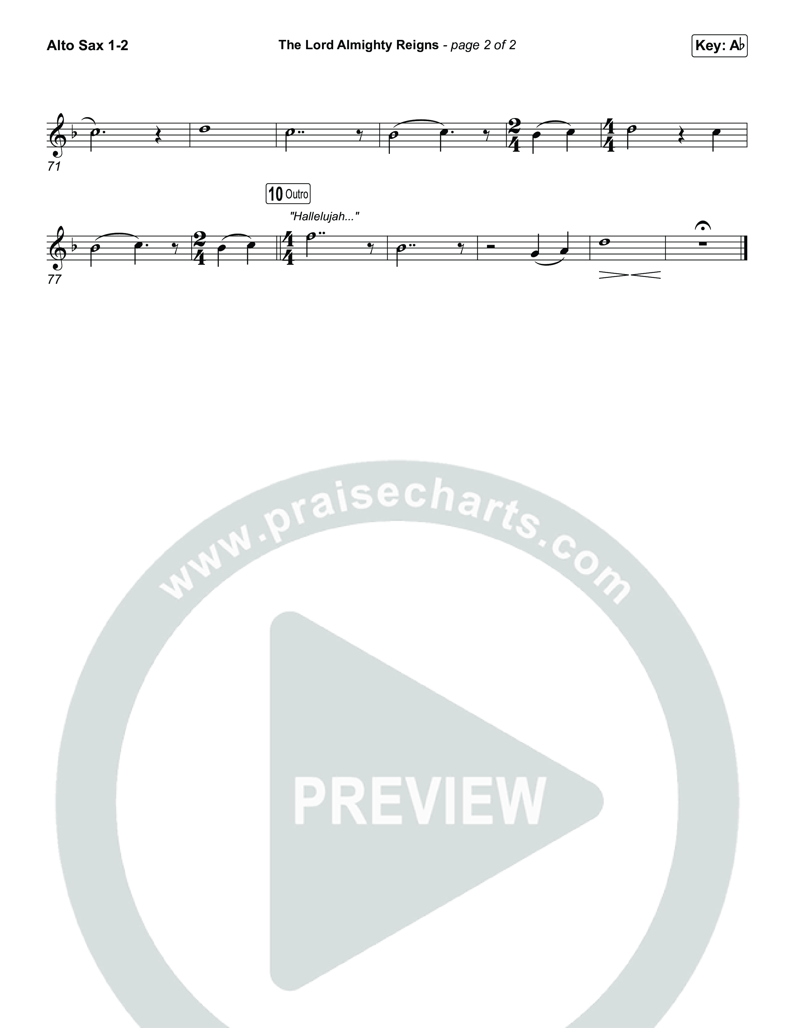 The Lord Almighty Reigns (Choral/SATB) Alto Sax 1,2 (Travis Cottrell / Brooke Voland / Arr. Mason Brown)