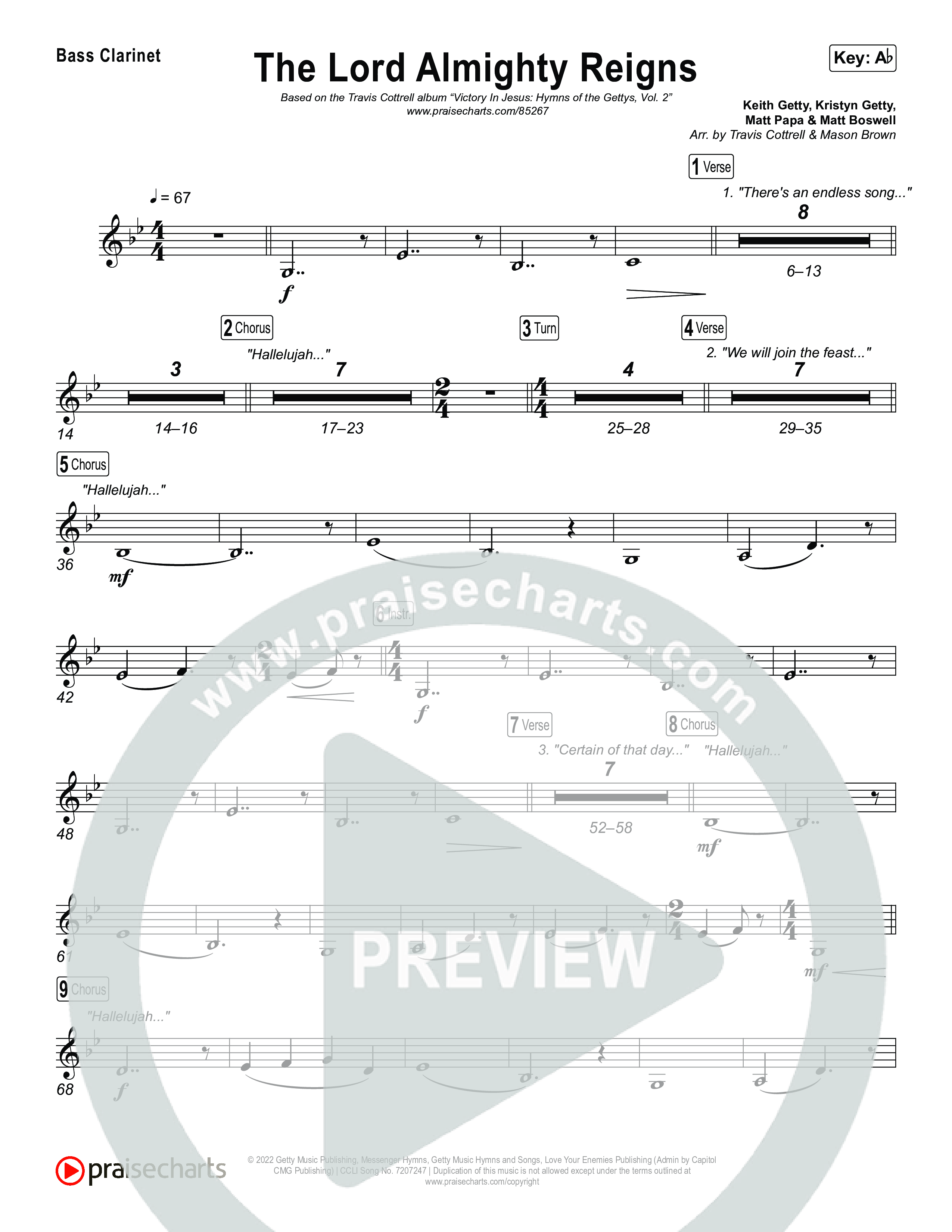 The Lord Almighty Reigns (Choral/SATB) Bass Clarinet (Travis Cottrell / Brooke Voland / Arr. Mason Brown)