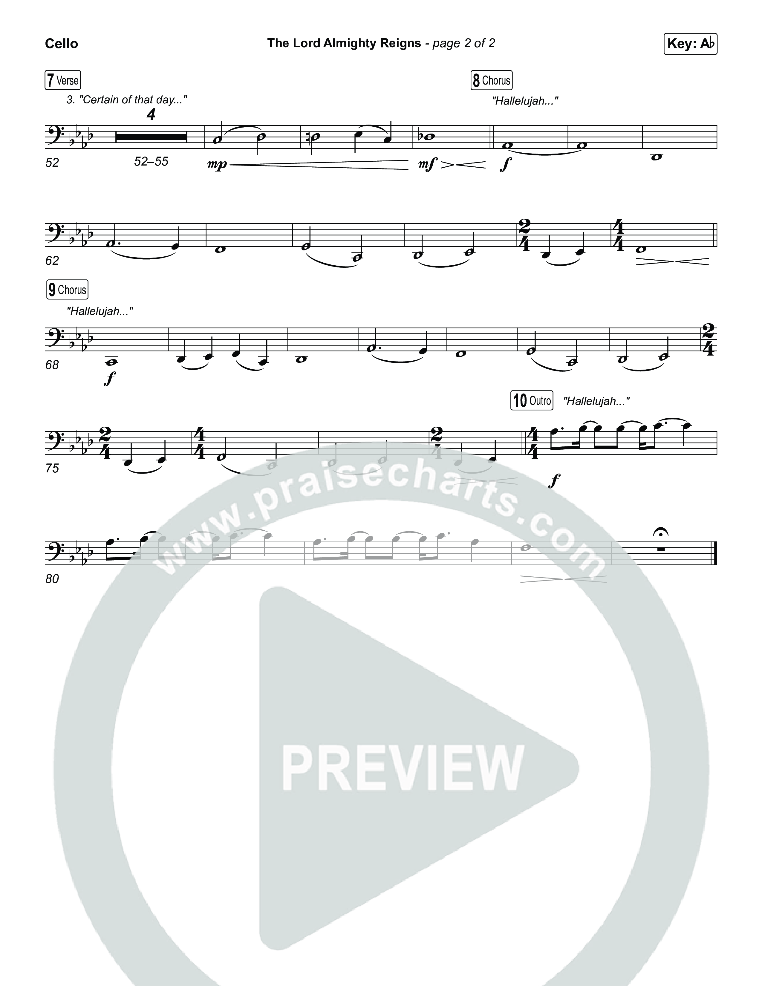 The Lord Almighty Reigns (Choral/SATB) Cello (Travis Cottrell / Brooke Voland / Arr. Mason Brown)