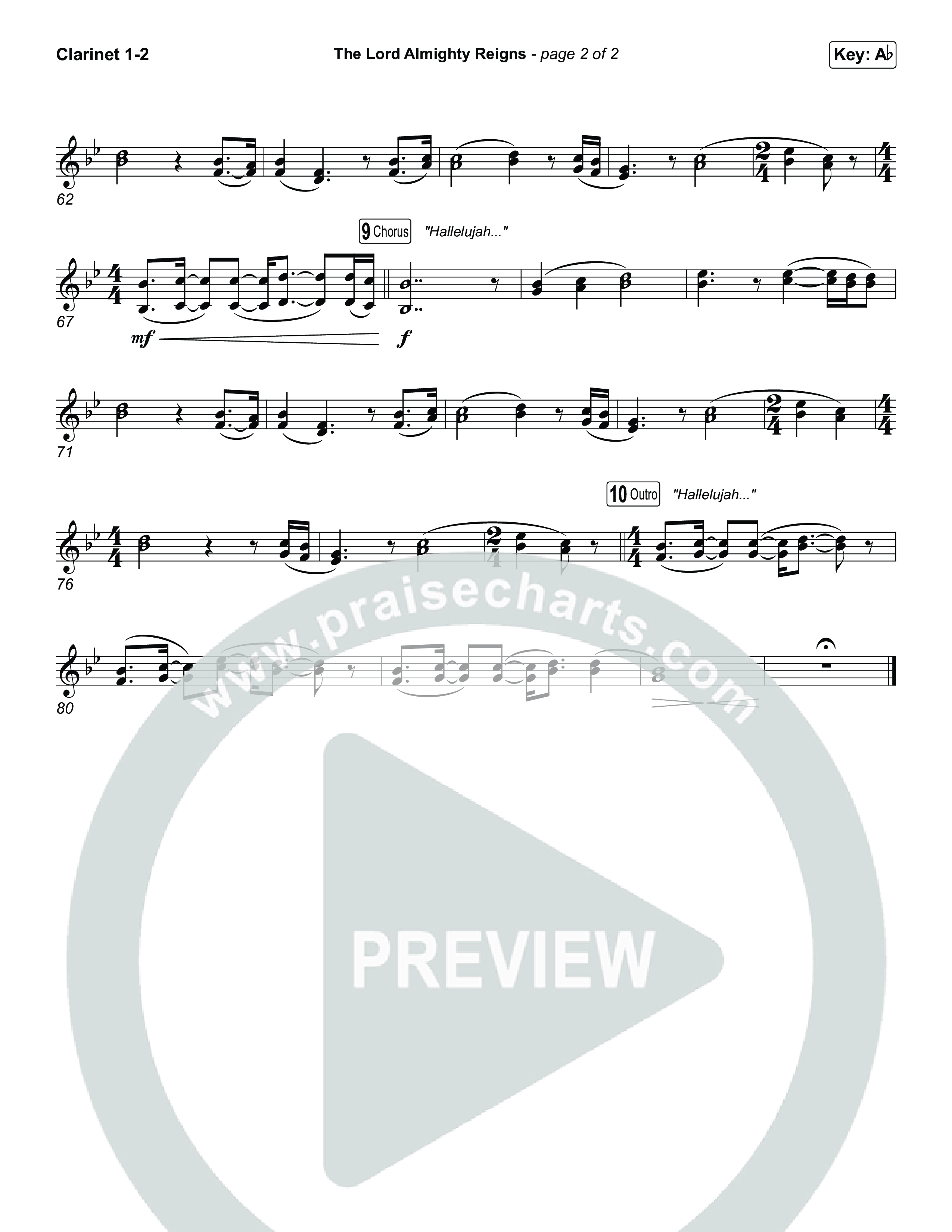 The Lord Almighty Reigns (Choral/SATB) Clarinet 1/2 (Travis Cottrell / Brooke Voland / Arr. Mason Brown)