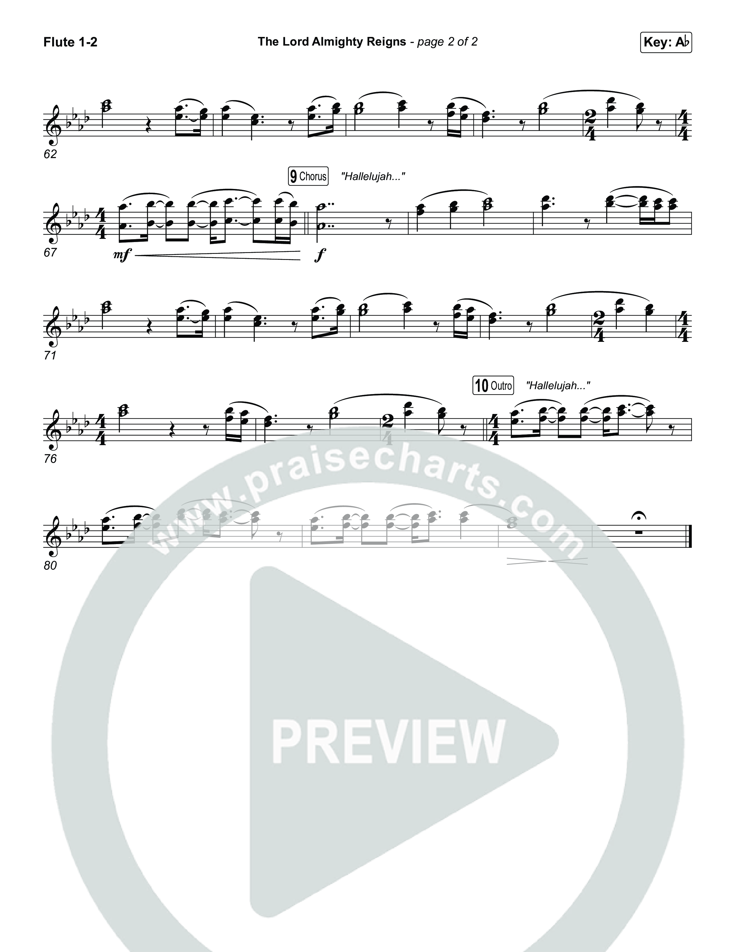 The Lord Almighty Reigns (Choral/SATB) Flute 1,2 (Travis Cottrell / Brooke Voland / Arr. Mason Brown)
