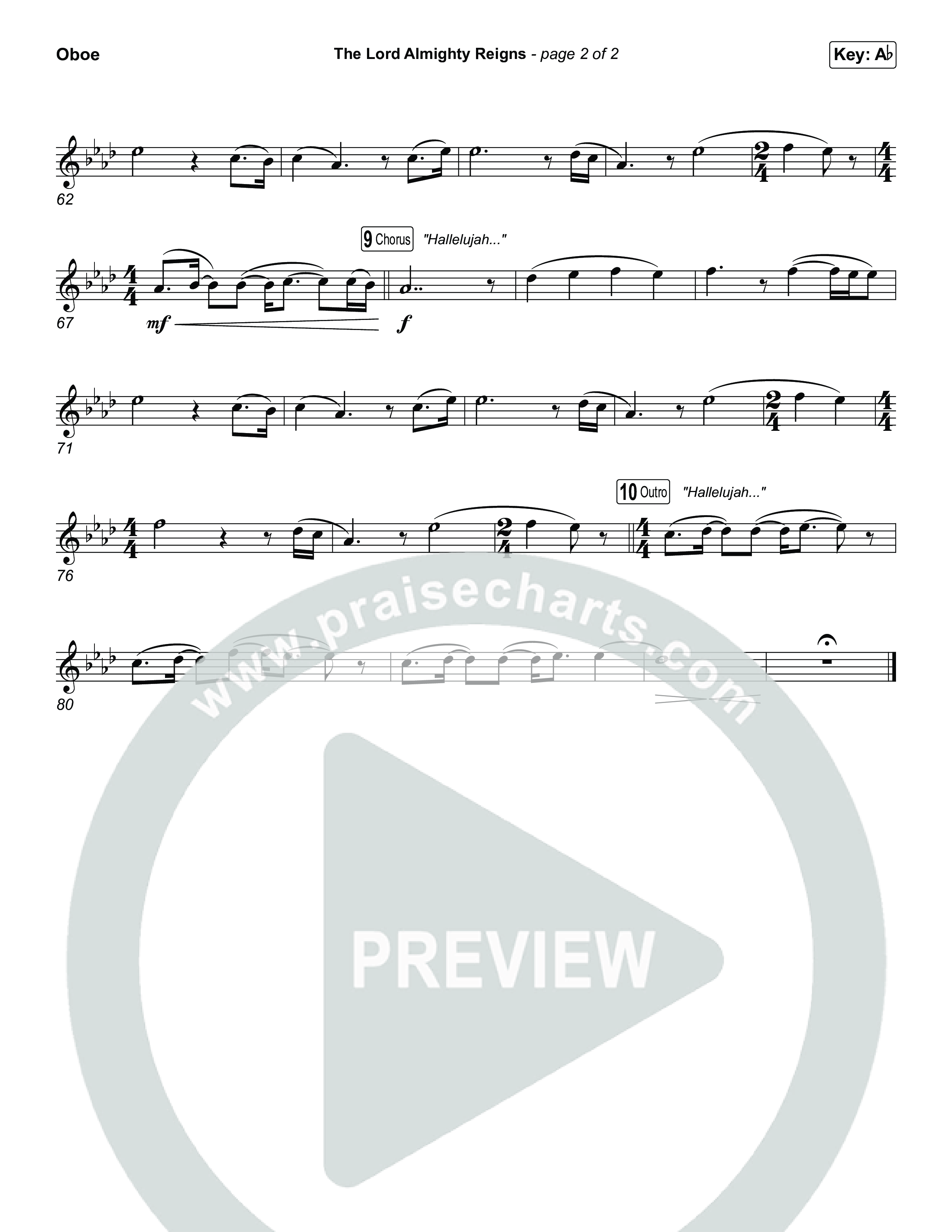 The Lord Almighty Reigns (Choral/SATB) Oboe (Travis Cottrell / Brooke Voland / Arr. Mason Brown)