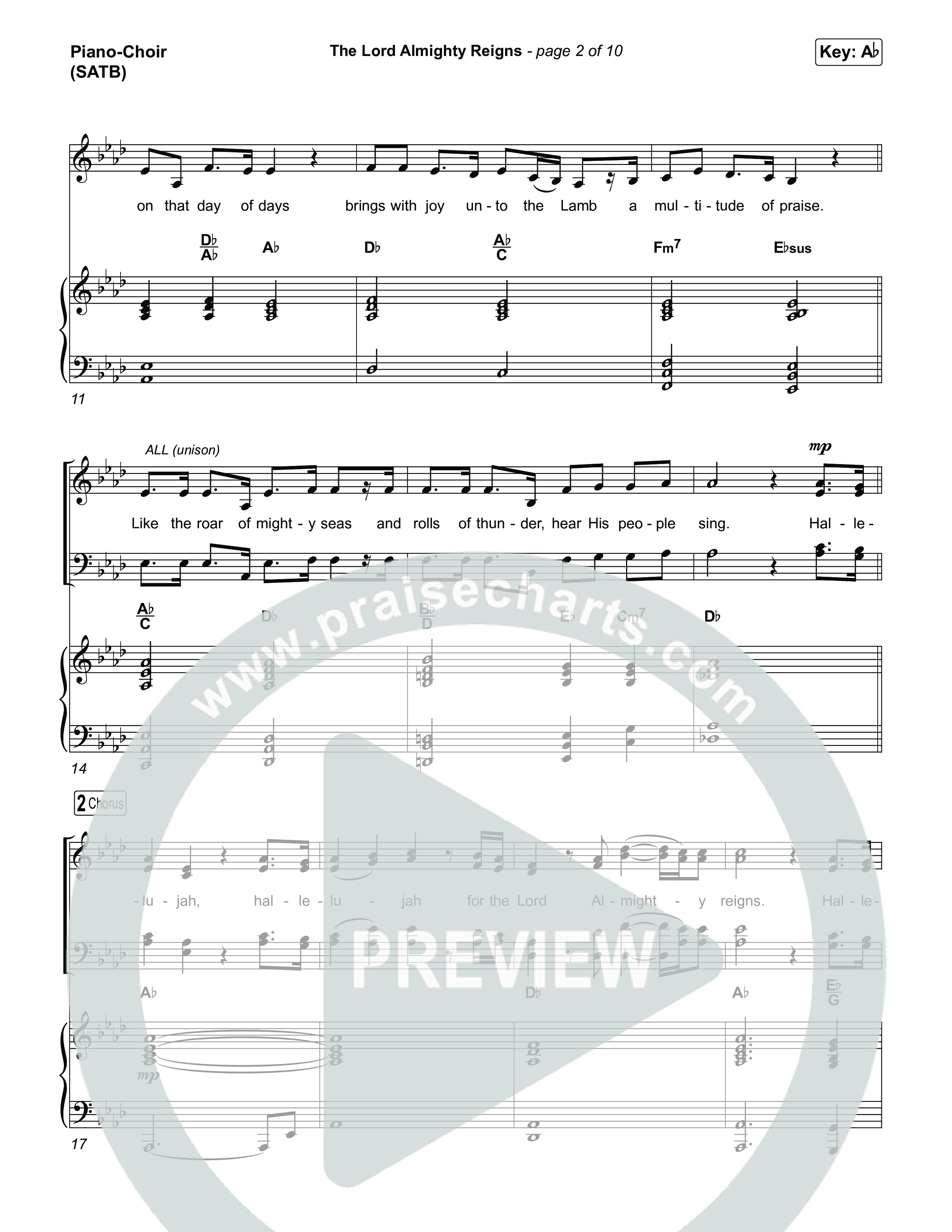 The Lord Almighty Reigns (Choral/SATB) Piano/Vocal (SATB) (Travis Cottrell / Brooke Voland / Arr. Mason Brown)