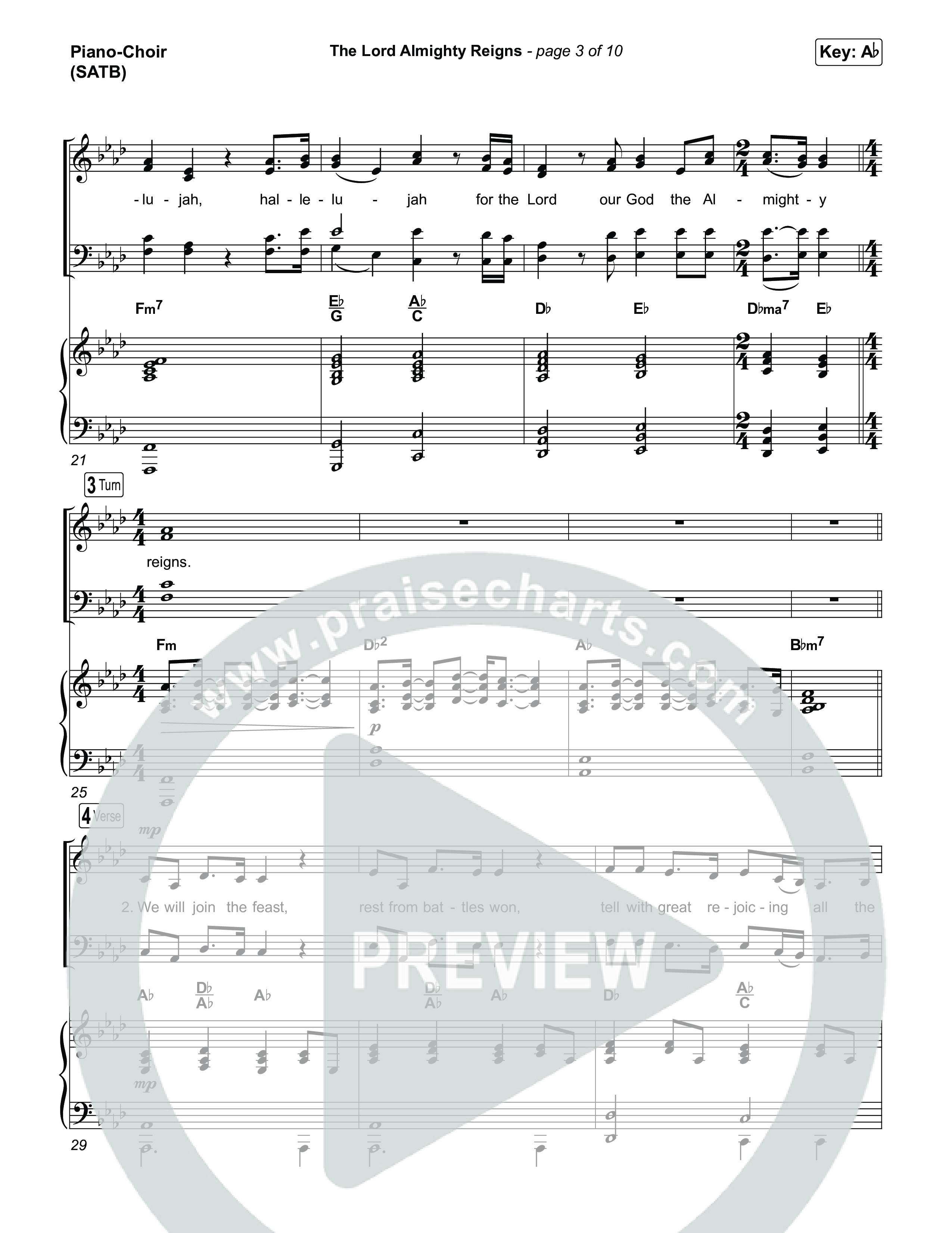The Lord Almighty Reigns (Choral/SATB) Piano/Vocal (SATB) (Travis Cottrell / Brooke Voland / Arr. Mason Brown)