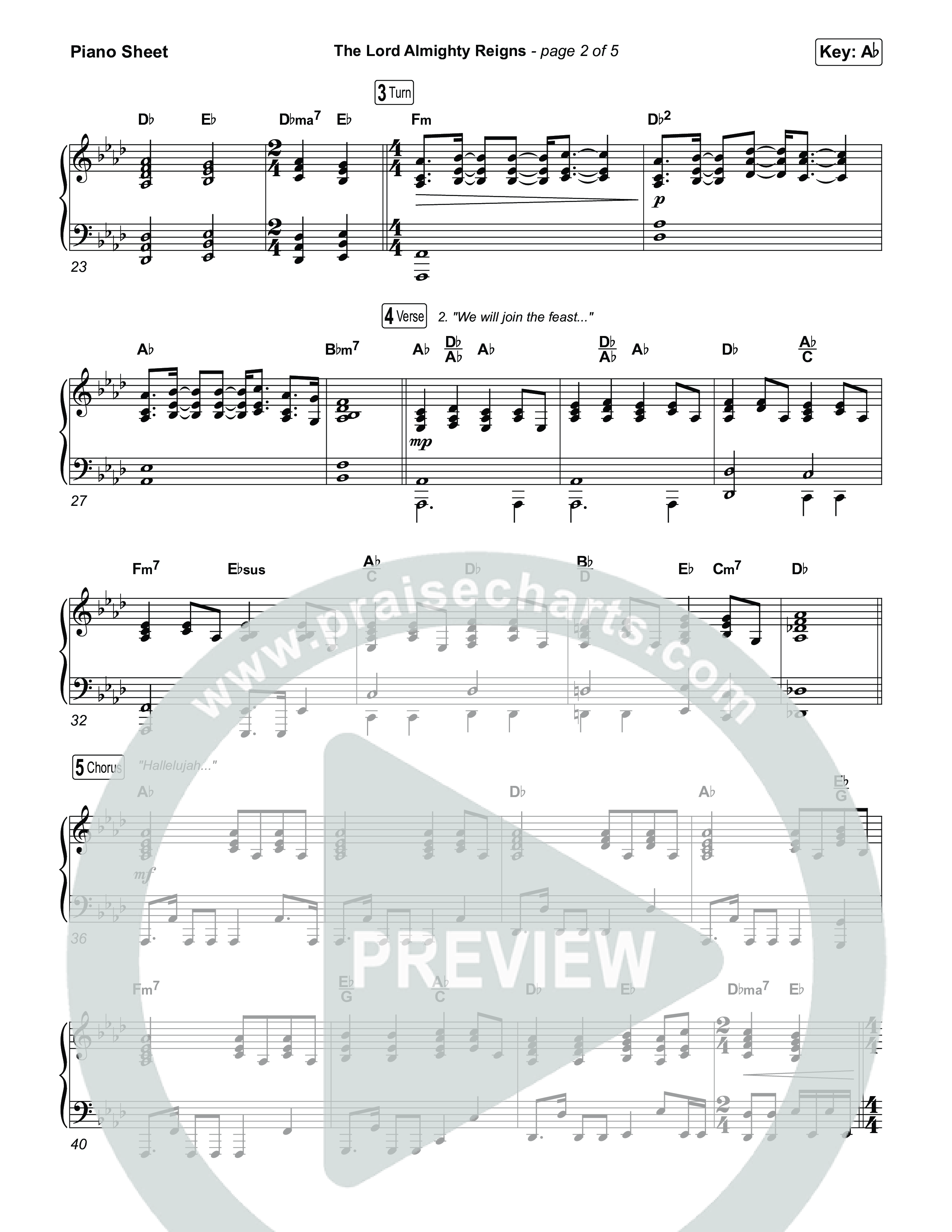 The Lord Almighty Reigns (Choral/SATB) Piano Sheet (Travis Cottrell / Brooke Voland / Arr. Mason Brown)
