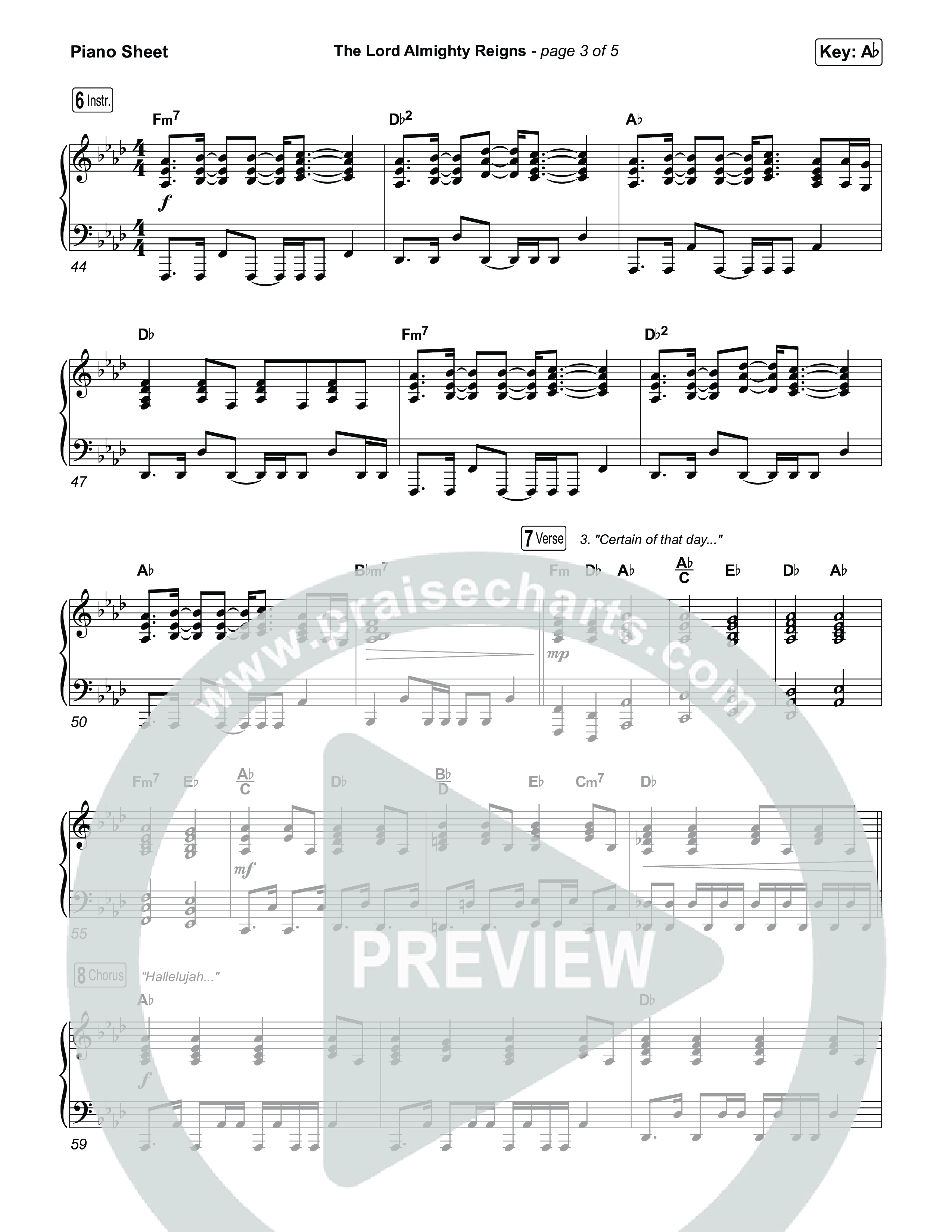 The Lord Almighty Reigns (Choral/SATB) Piano Sheet (Travis Cottrell / Brooke Voland / Arr. Mason Brown)