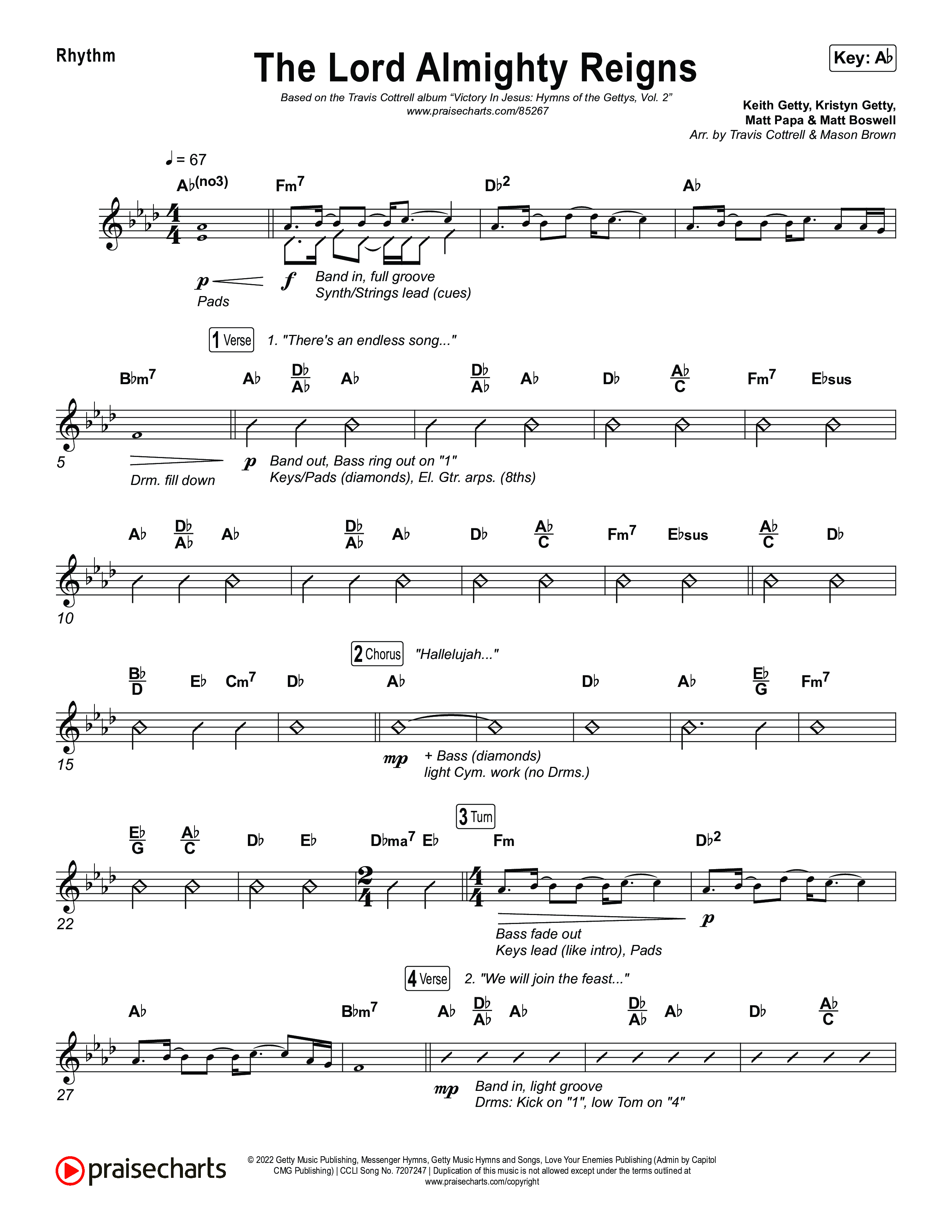 The Lord Almighty Reigns (Choral/SATB) Rhythm Pack (Travis Cottrell / Brooke Voland / Arr. Mason Brown)