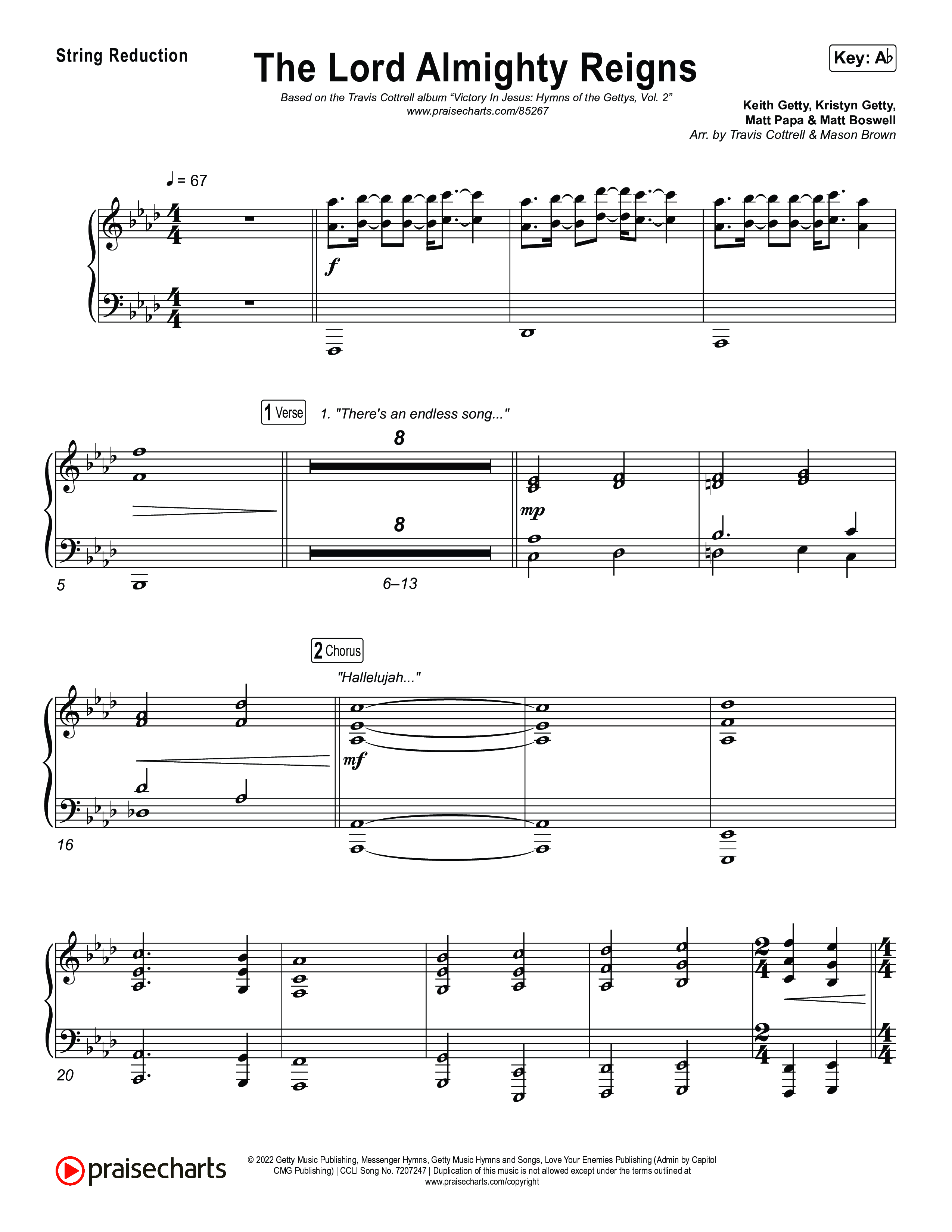 The Lord Almighty Reigns (Choral/SATB) String Reduction (Travis Cottrell / Brooke Voland / Arr. Mason Brown)