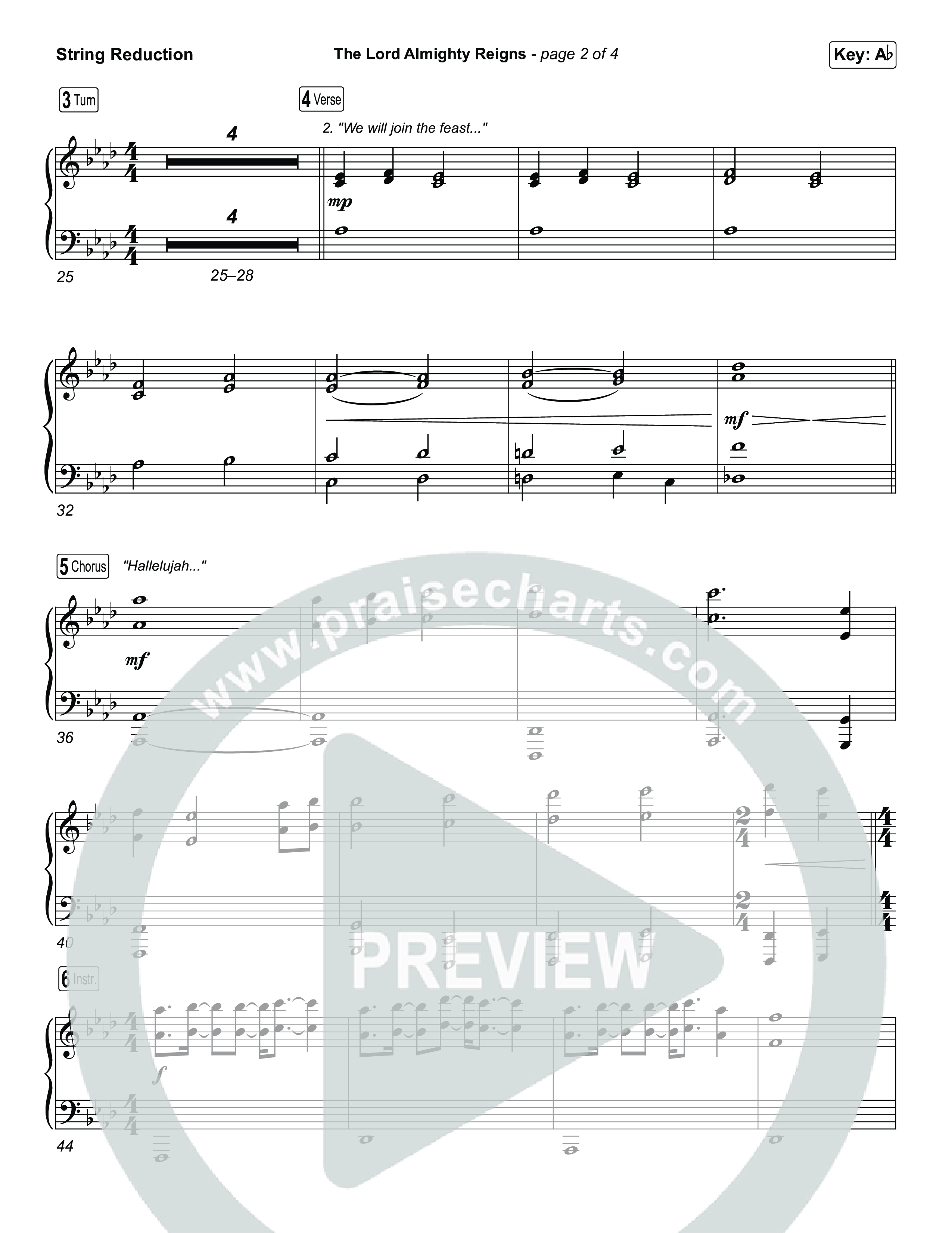 The Lord Almighty Reigns (Choral/SATB) String Reduction (Travis Cottrell / Brooke Voland / Arr. Mason Brown)