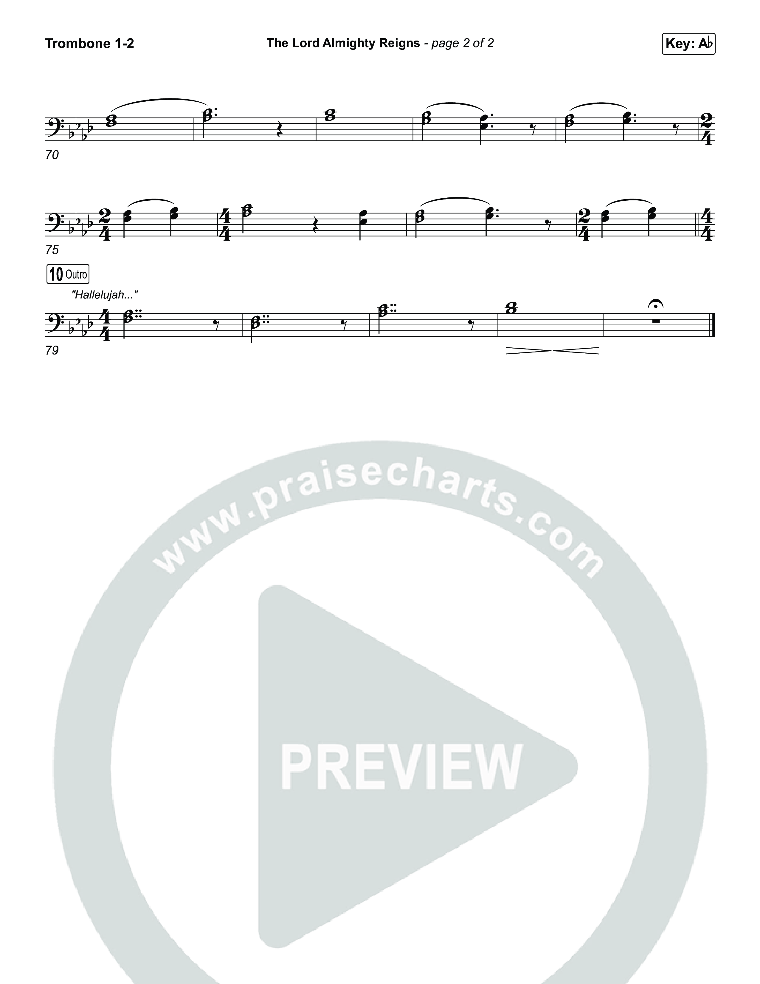The Lord Almighty Reigns (Choral/SATB) Trombone 1,2 (Travis Cottrell / Brooke Voland / Arr. Mason Brown)