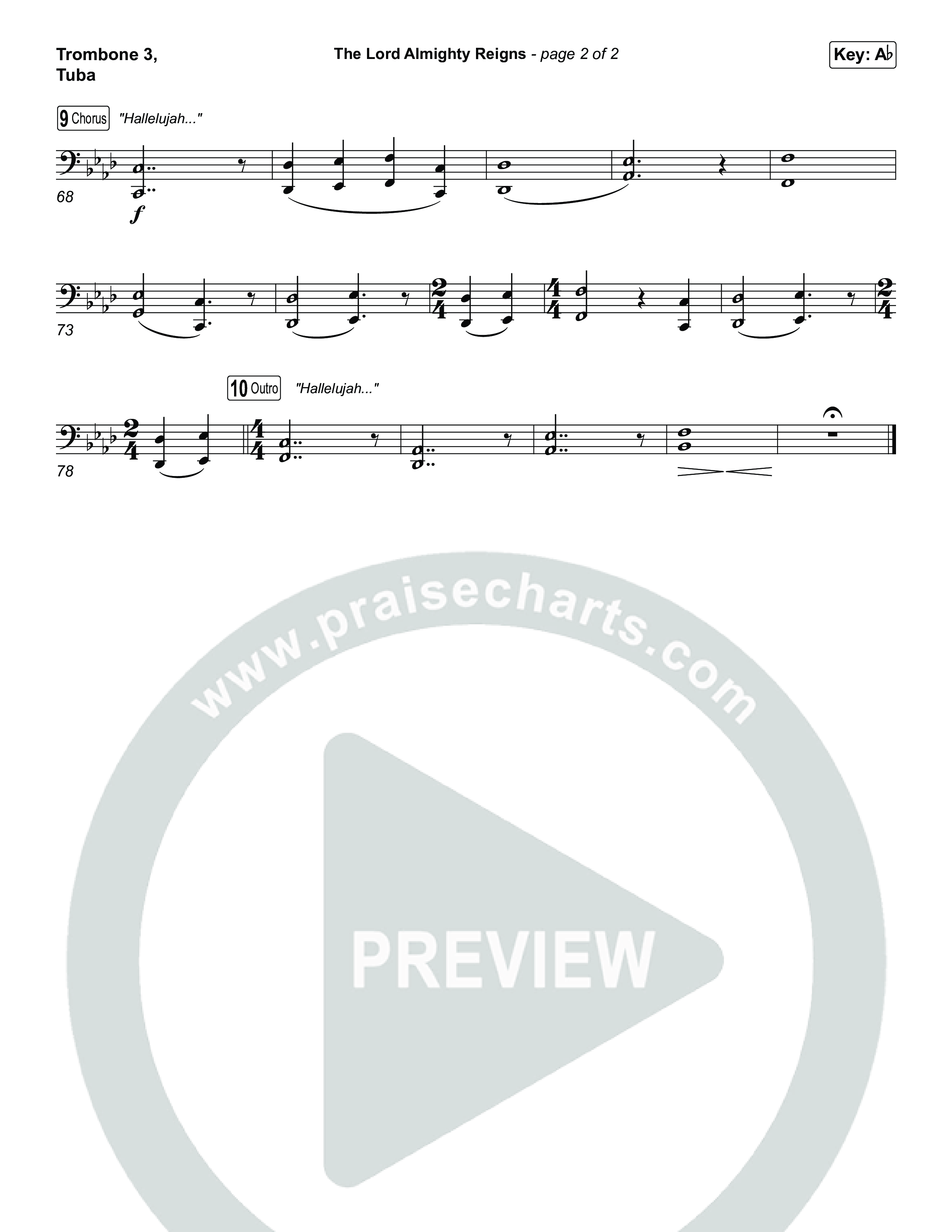 The Lord Almighty Reigns (Choral/SATB) Trombone 3/Tuba (Travis Cottrell / Brooke Voland / Arr. Mason Brown)
