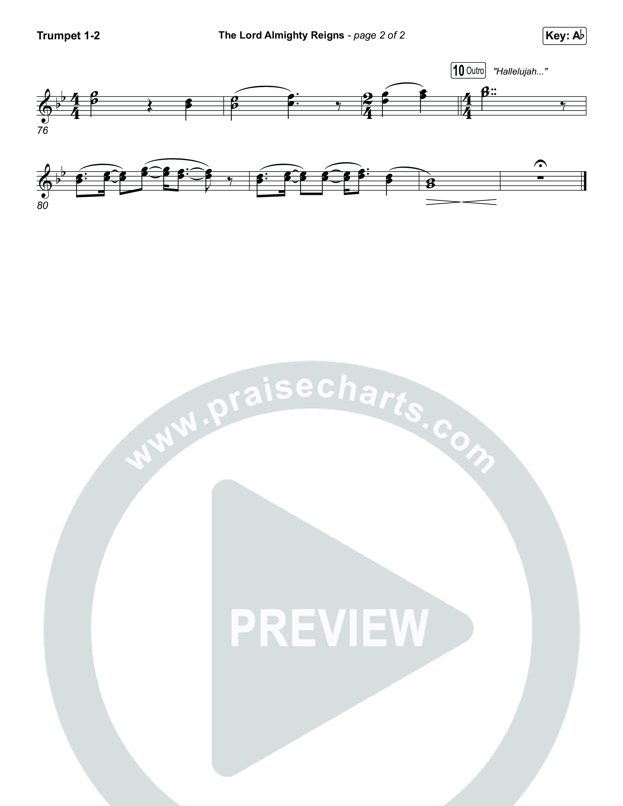 The Lord Almighty Reigns (Choral/SATB) Trumpet 1,2 (Travis Cottrell / Brooke Voland / Arr. Mason Brown)