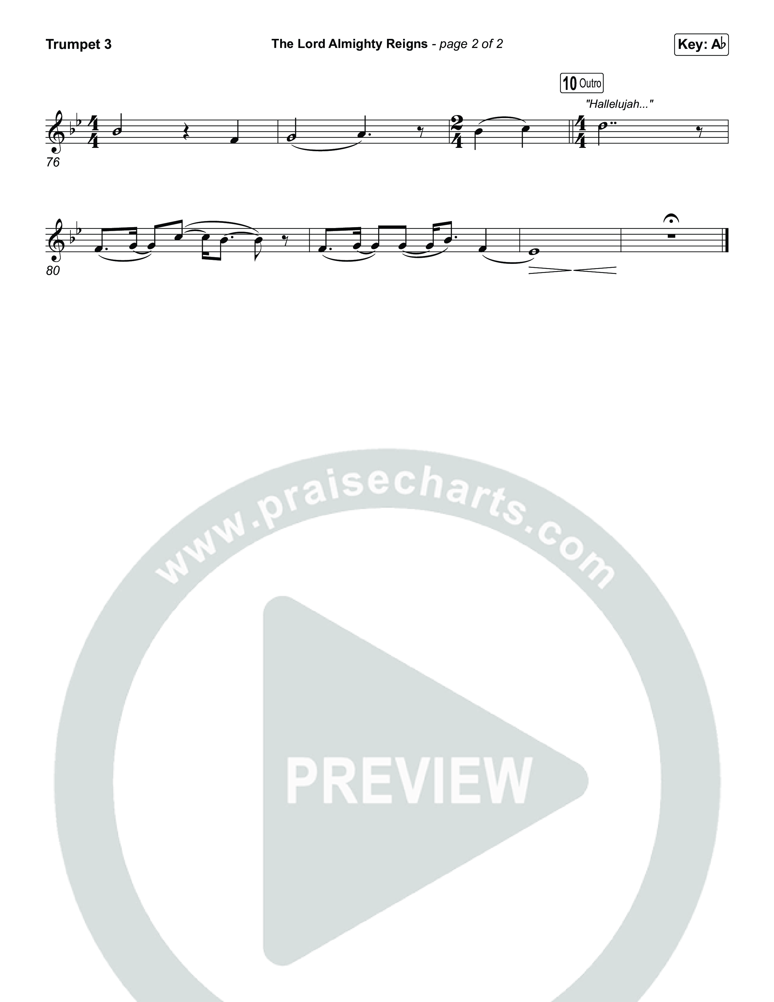 The Lord Almighty Reigns (Choral/SATB) Trumpet 3 (Travis Cottrell / Brooke Voland / Arr. Mason Brown)