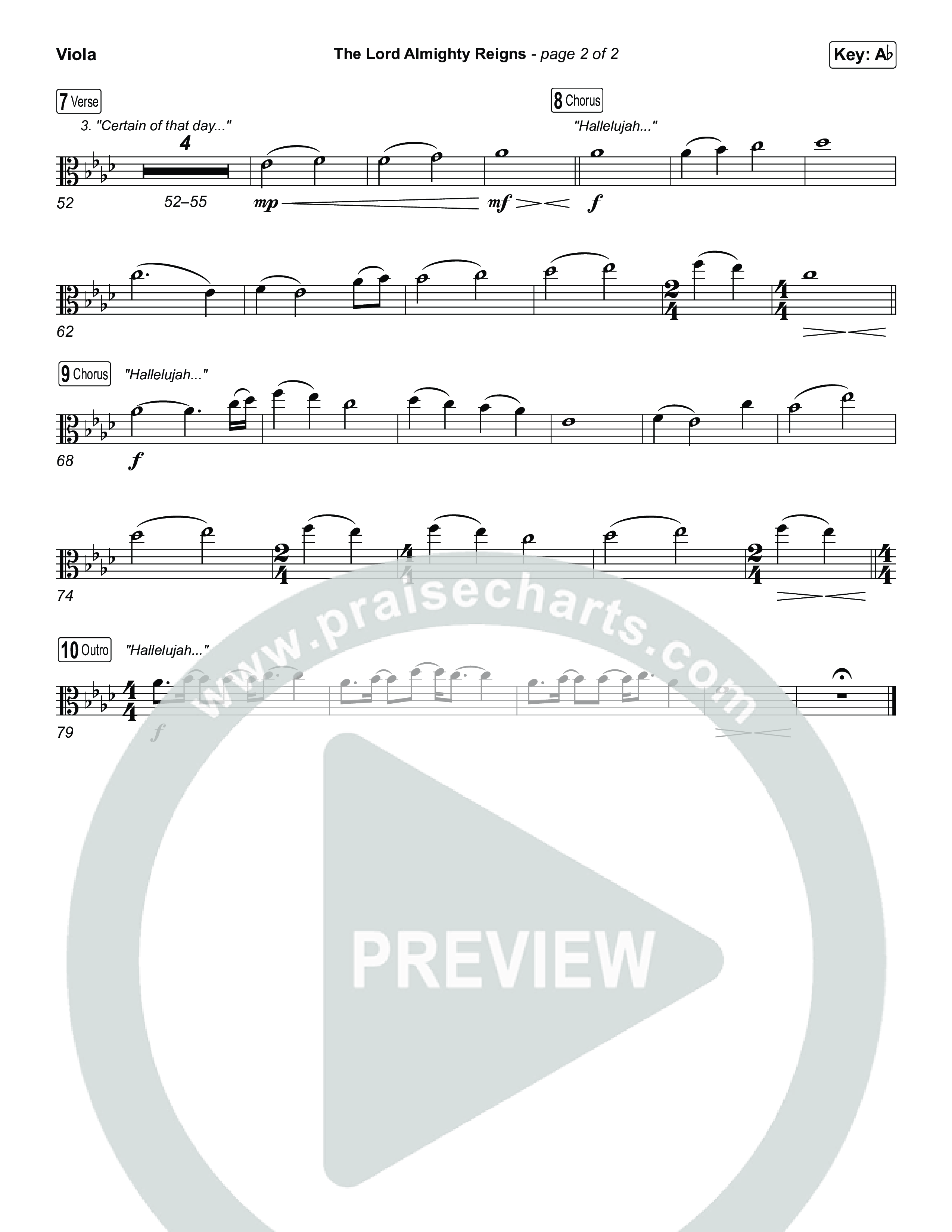 The Lord Almighty Reigns (Choral/SATB) Viola (Travis Cottrell / Brooke Voland / Arr. Mason Brown)