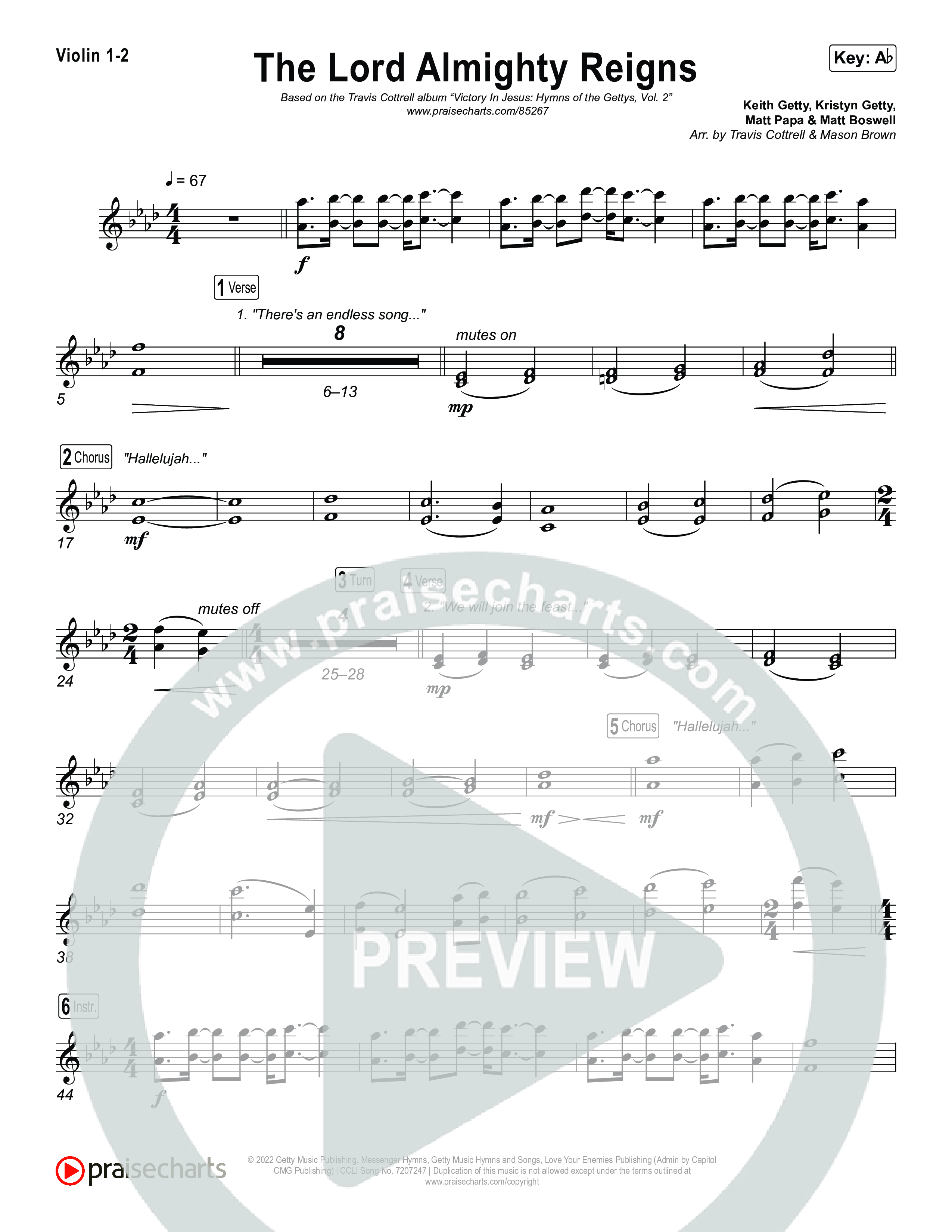 The Lord Almighty Reigns (Choral/SATB) String Pack (Travis Cottrell / Brooke Voland / Arr. Mason Brown)