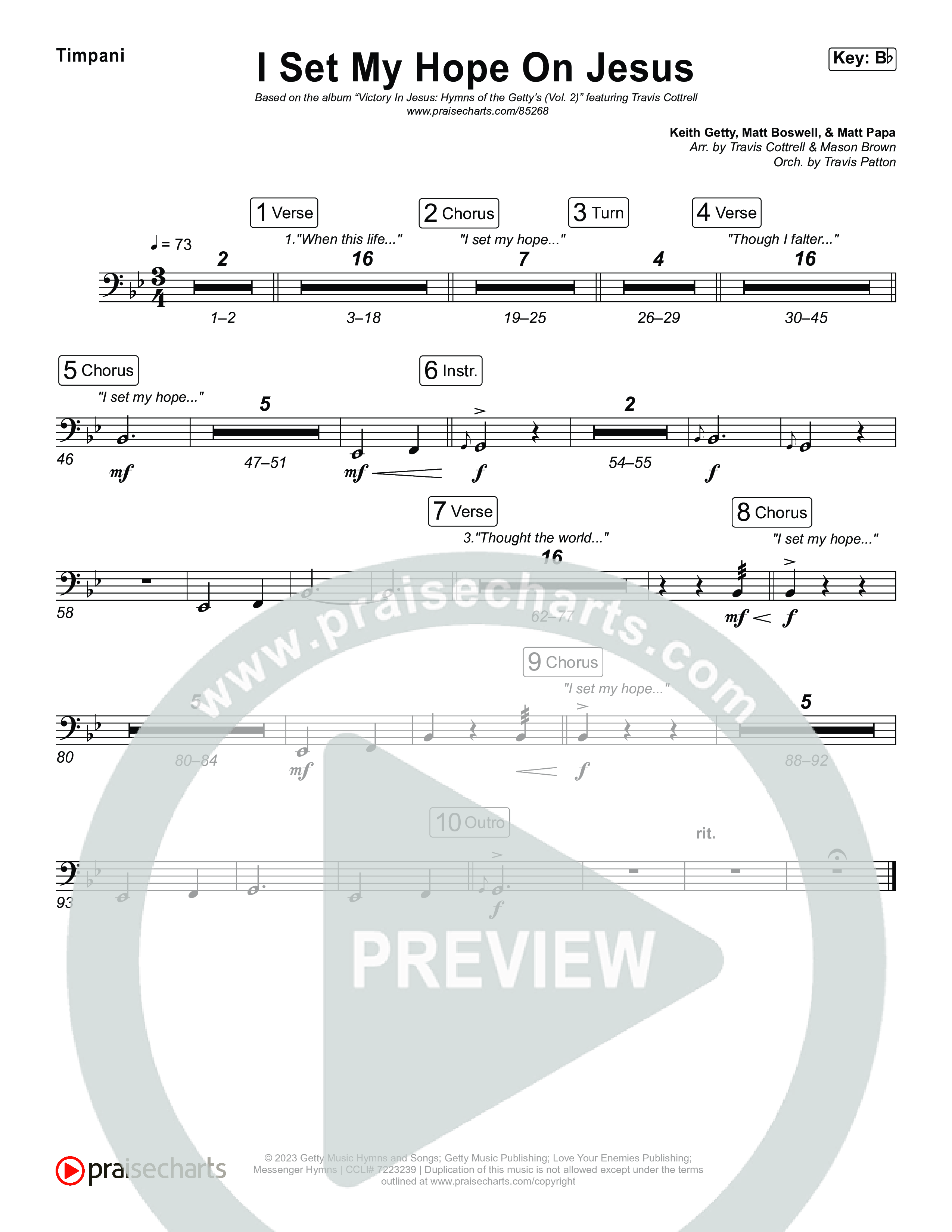 I Set My Hope On Jesus (Choral/SATB) Timpani (Travis Cottrell / Lily Cottrell / Brooke Voland / Arr. Mason Brown / Orch. Travis Patton)