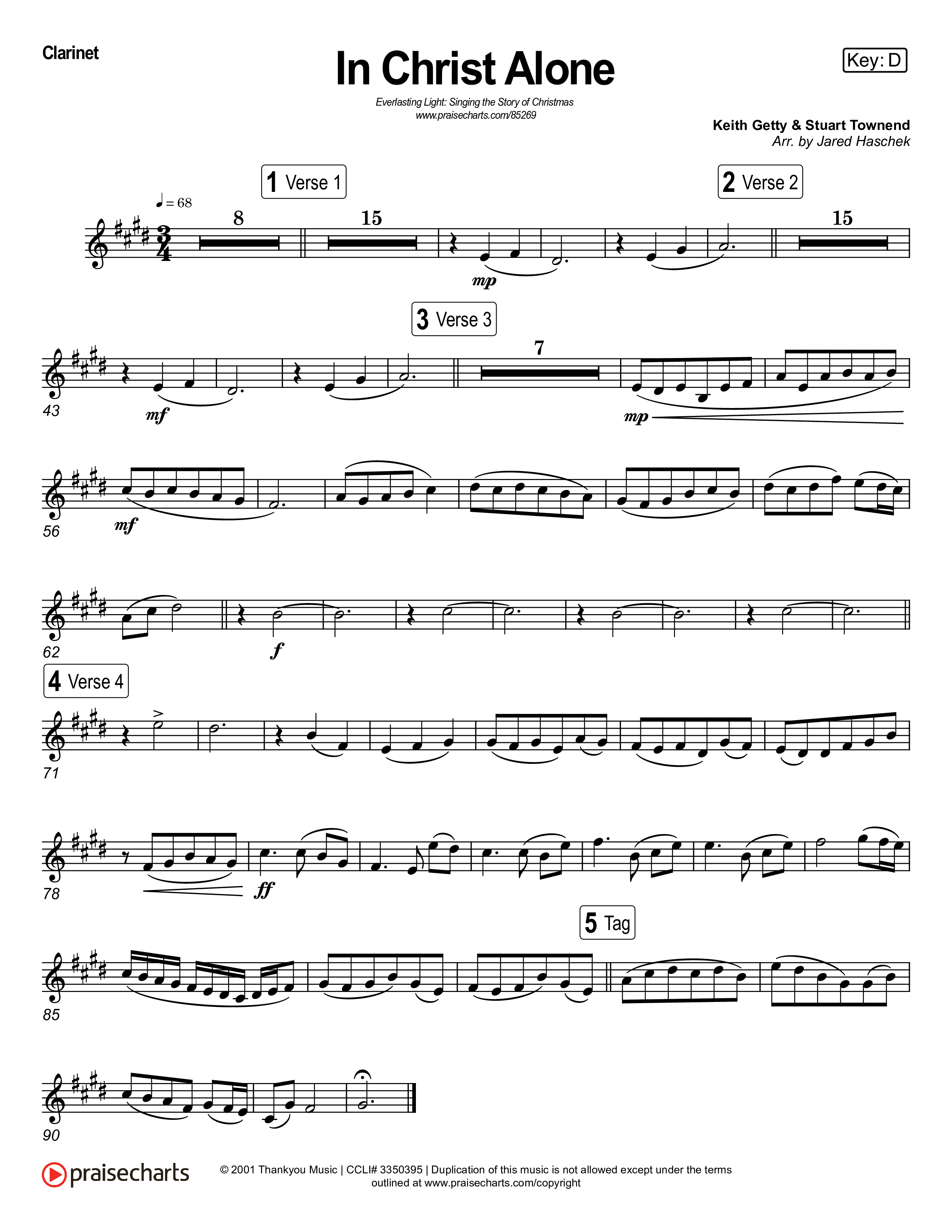 In Christ Alone (Live) Clarinet 1,2 (Museum Of The Bible / Indiana Wesleyan University Choir / Arr. Jared Haschek)