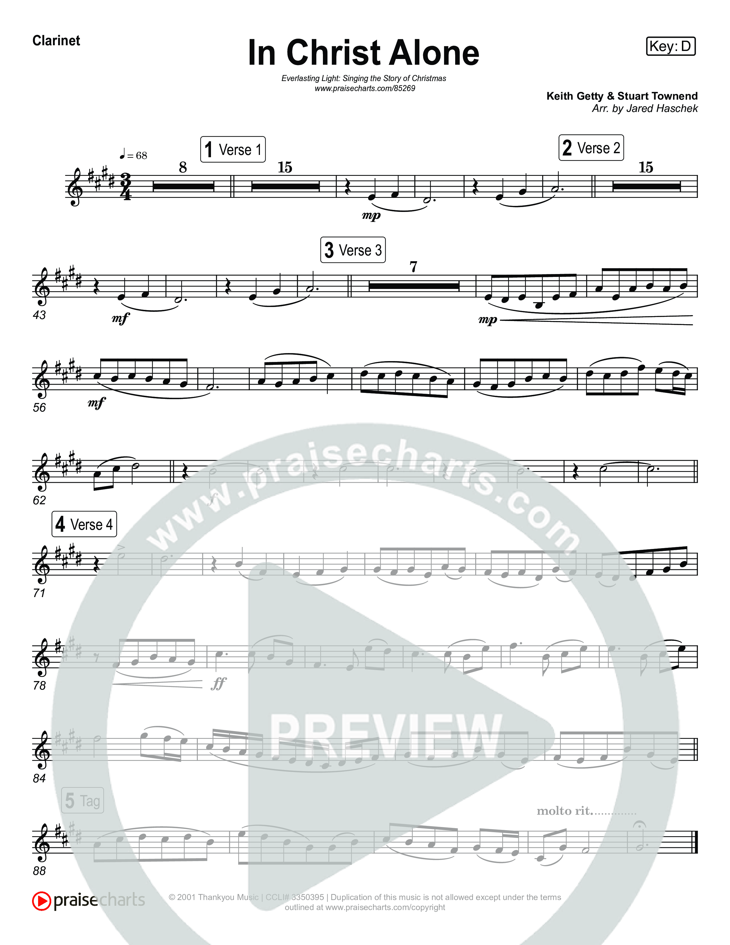 In Christ Alone (Live) Clarinet 1,2 (Museum Of The Bible / Indiana Wesleyan University Choir / Arr. Jared Haschek)