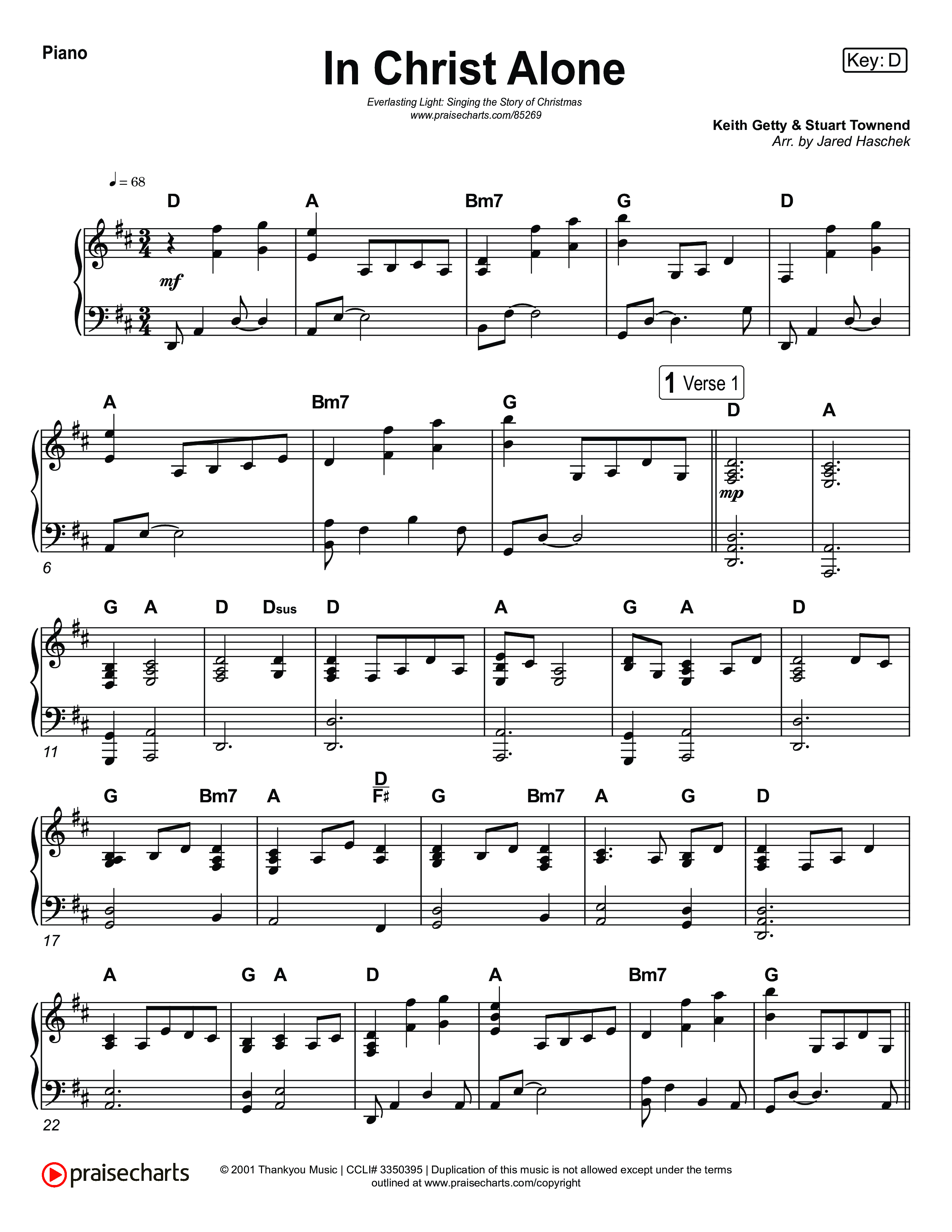 In Christ Alone (Live) Piano Sheet (Museum Of The Bible / Indiana Wesleyan University Choir / Arr. Jared Haschek)