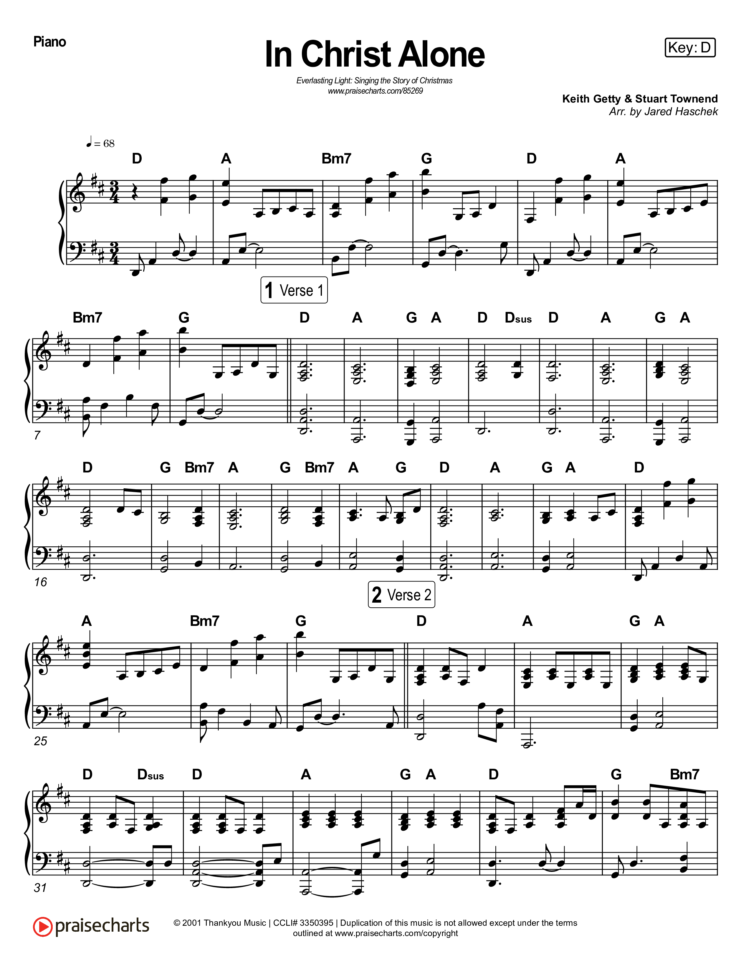 In Christ Alone (Live) Piano Sheet (Museum Of The Bible / Indiana Wesleyan University Choir / Arr. Jared Haschek)