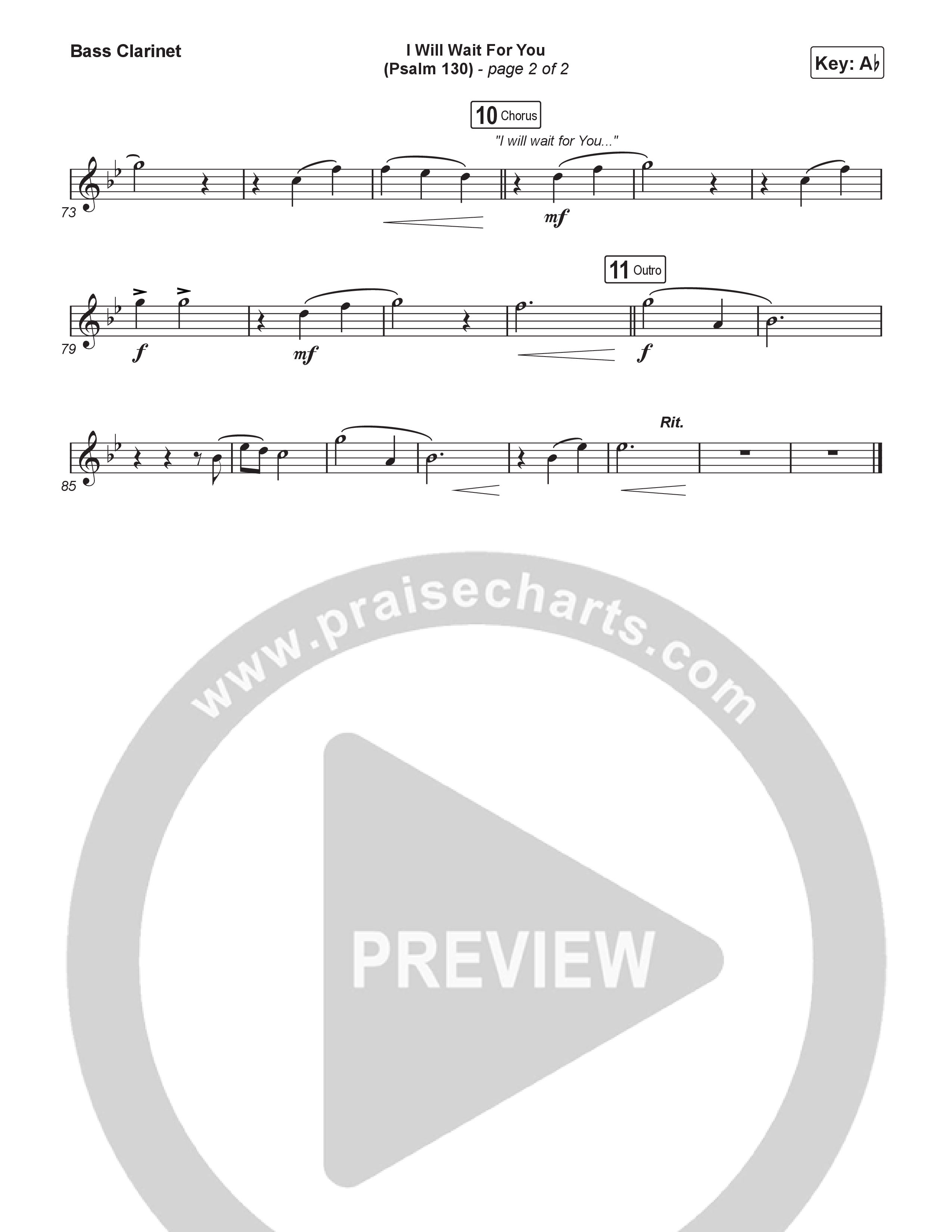 I Will Wait For You (Psalm 130) (Choral/SATB) Bass Clarinet (Travis Cottrell / Brooke Voland / Arr. Mason Brown)
