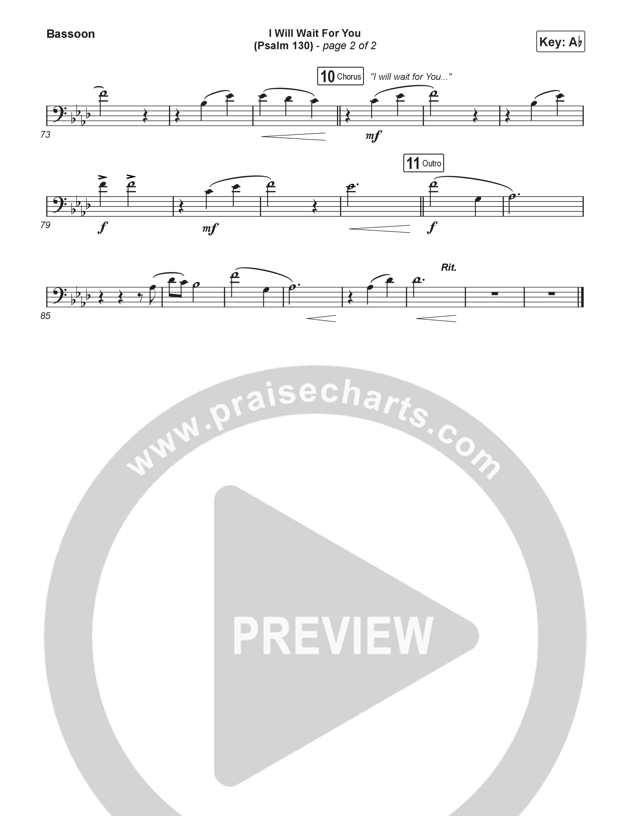 I Will Wait For You (Psalm 130) (Choral/SATB) Bassoon (Travis Cottrell / Brooke Voland / Arr. Mason Brown)