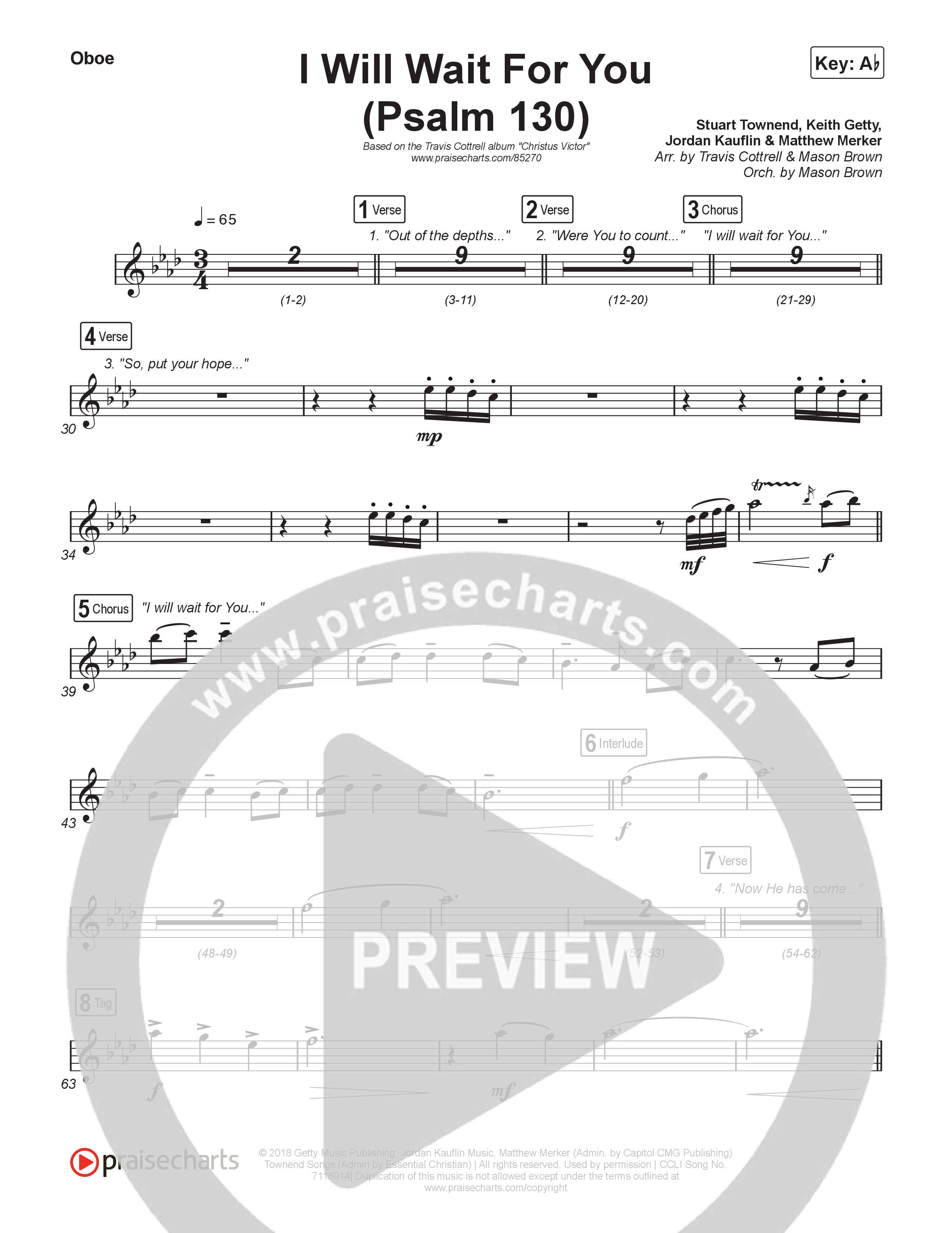 I Will Wait For You (Psalm 130) (Choral/SATB) Wind Pack (Travis Cottrell / Brooke Voland / Arr. Mason Brown)