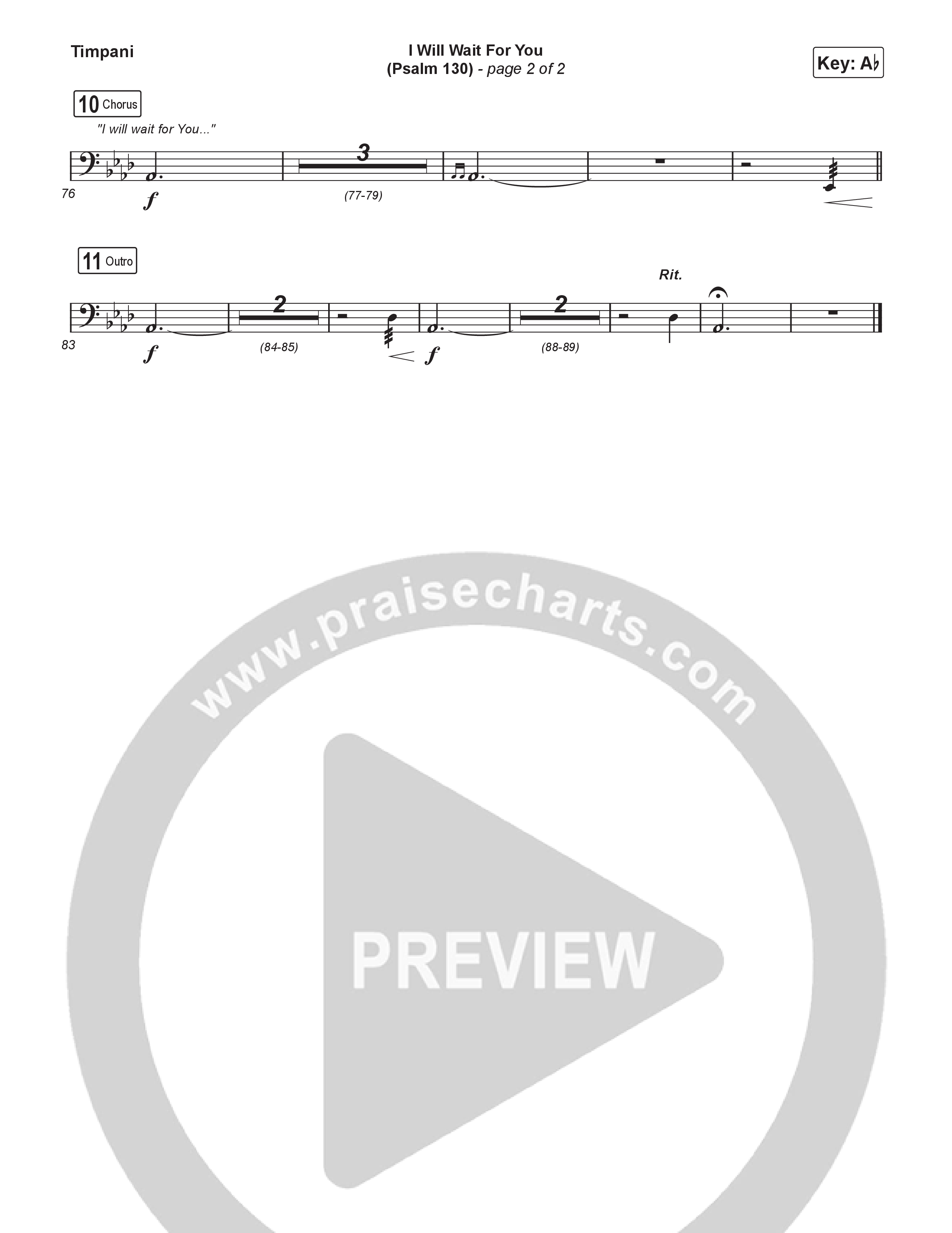 I Will Wait For You (Psalm 130) (Choral/SATB) Timpani (Travis Cottrell / Brooke Voland / Arr. Mason Brown)