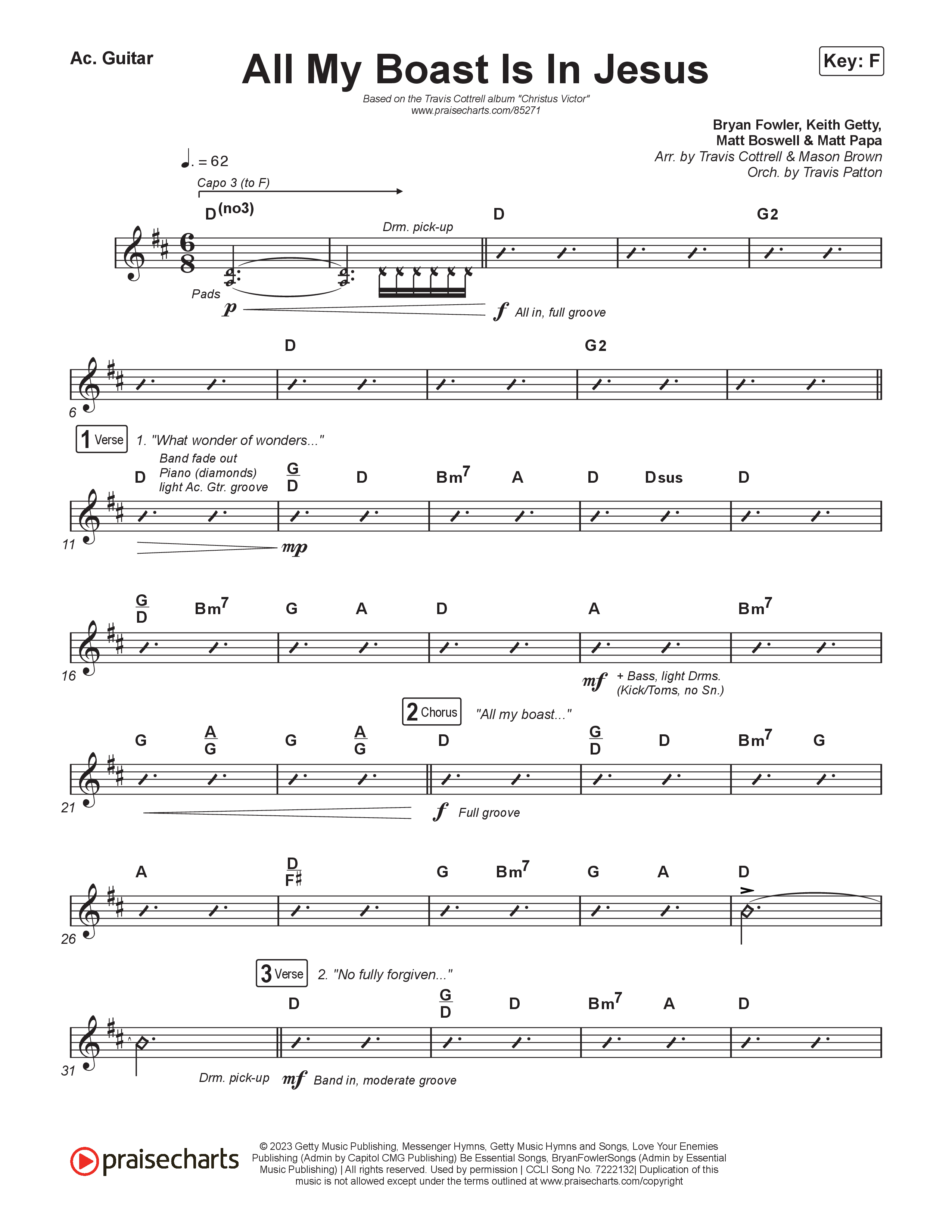 All My Boast Is In Jesus (Choral/SATB) Acoustic Guitar (Travis Cottrell / Arr. Mason Brown / Orch. Travis Patton)