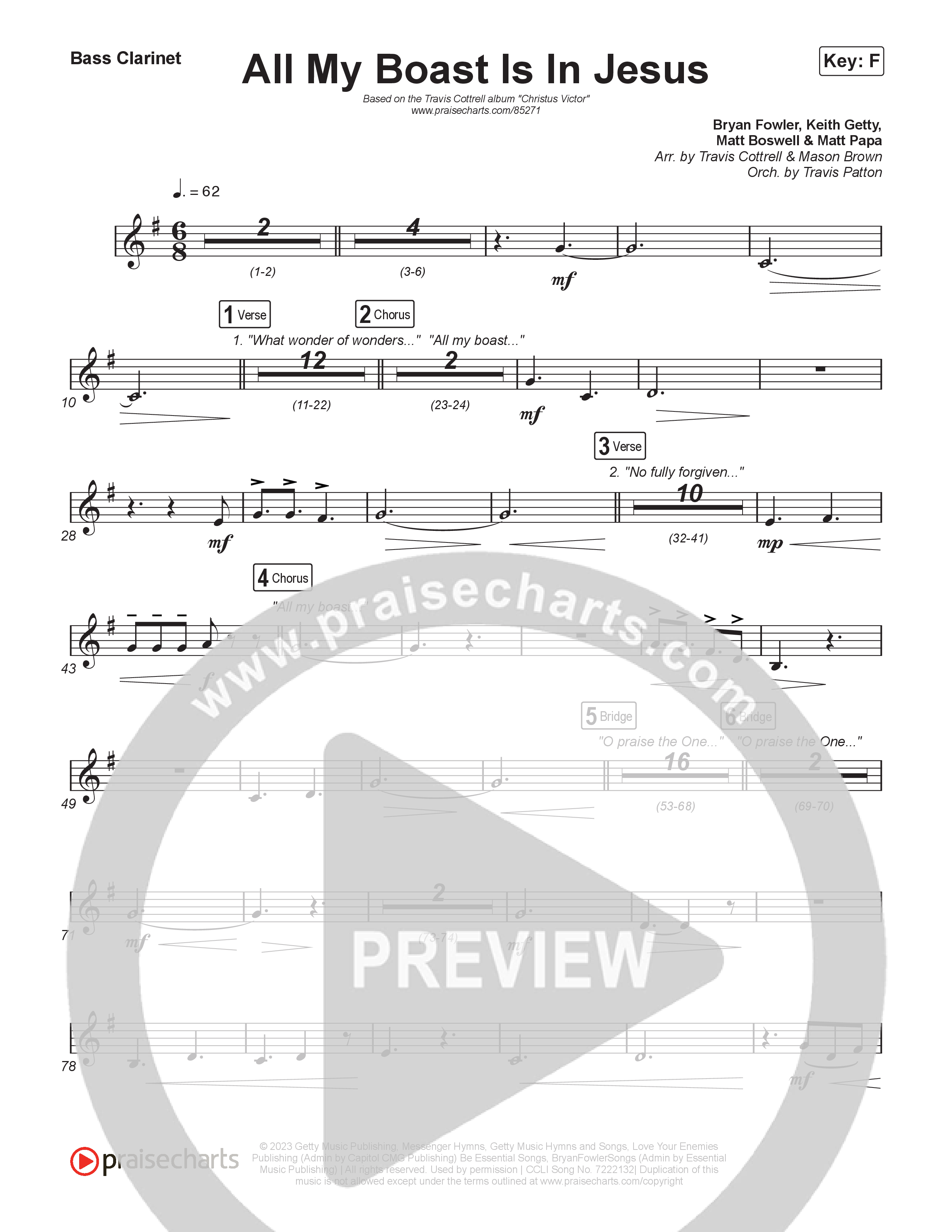 All My Boast Is In Jesus (Choral/SATB) Clarinet 1,2 (Travis Cottrell / Arr. Mason Brown / Orch. Travis Patton)