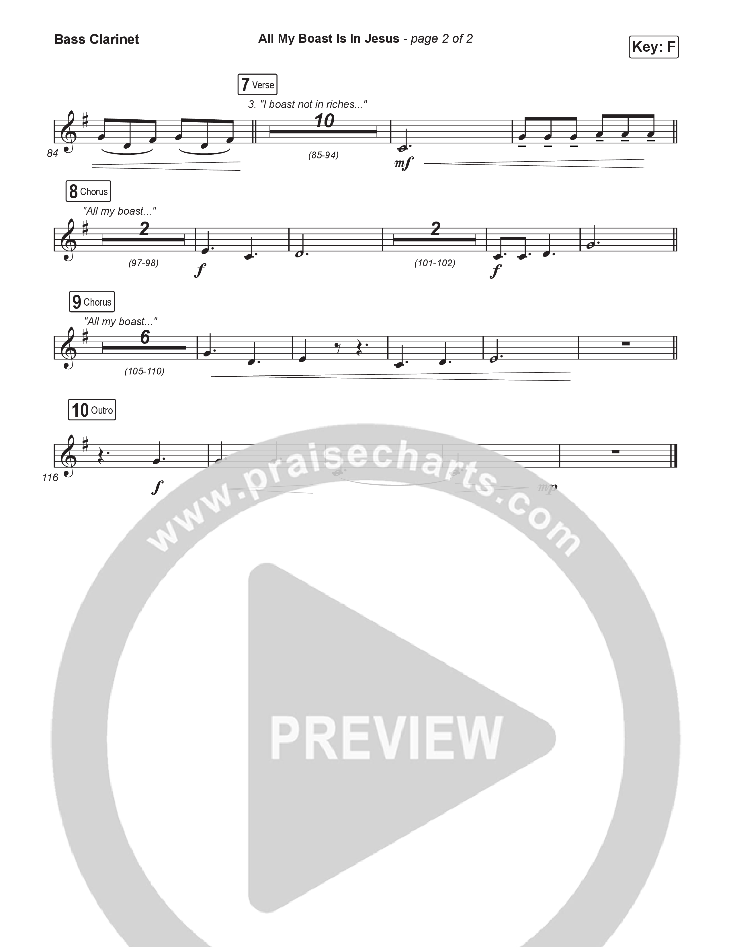 All My Boast Is In Jesus (Choral/SATB) Bass Clarinet (Travis Cottrell / Arr. Mason Brown / Orch. Travis Patton)