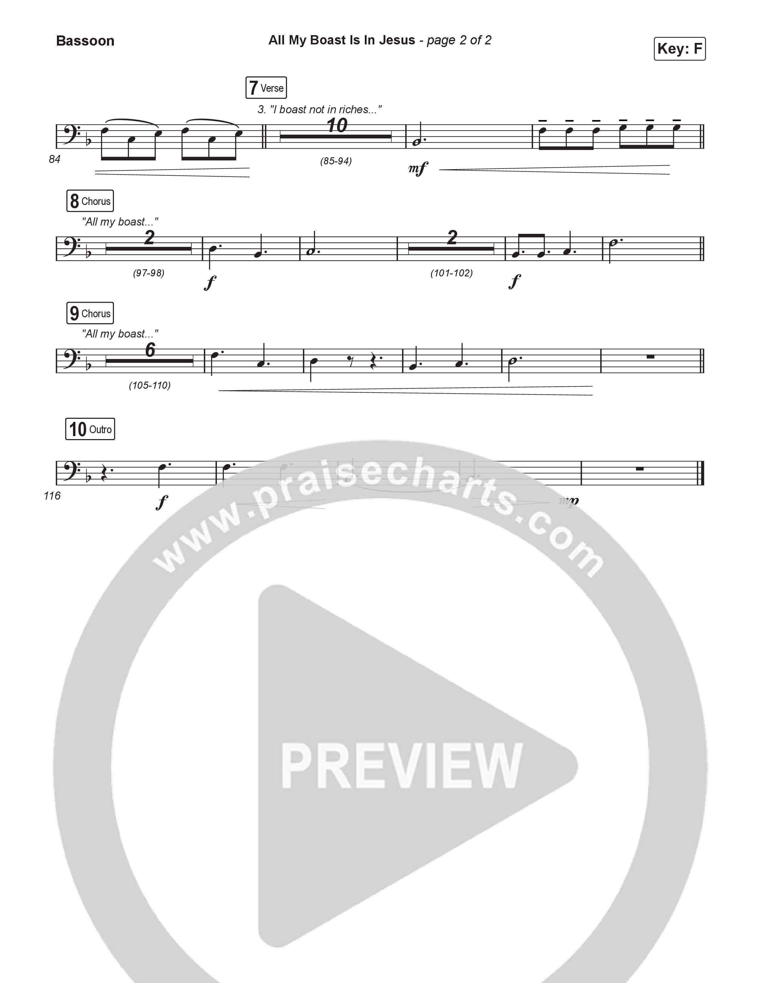 All My Boast Is In Jesus (Choral/SATB) Bassoon (Travis Cottrell / Arr. Mason Brown / Orch. Travis Patton)