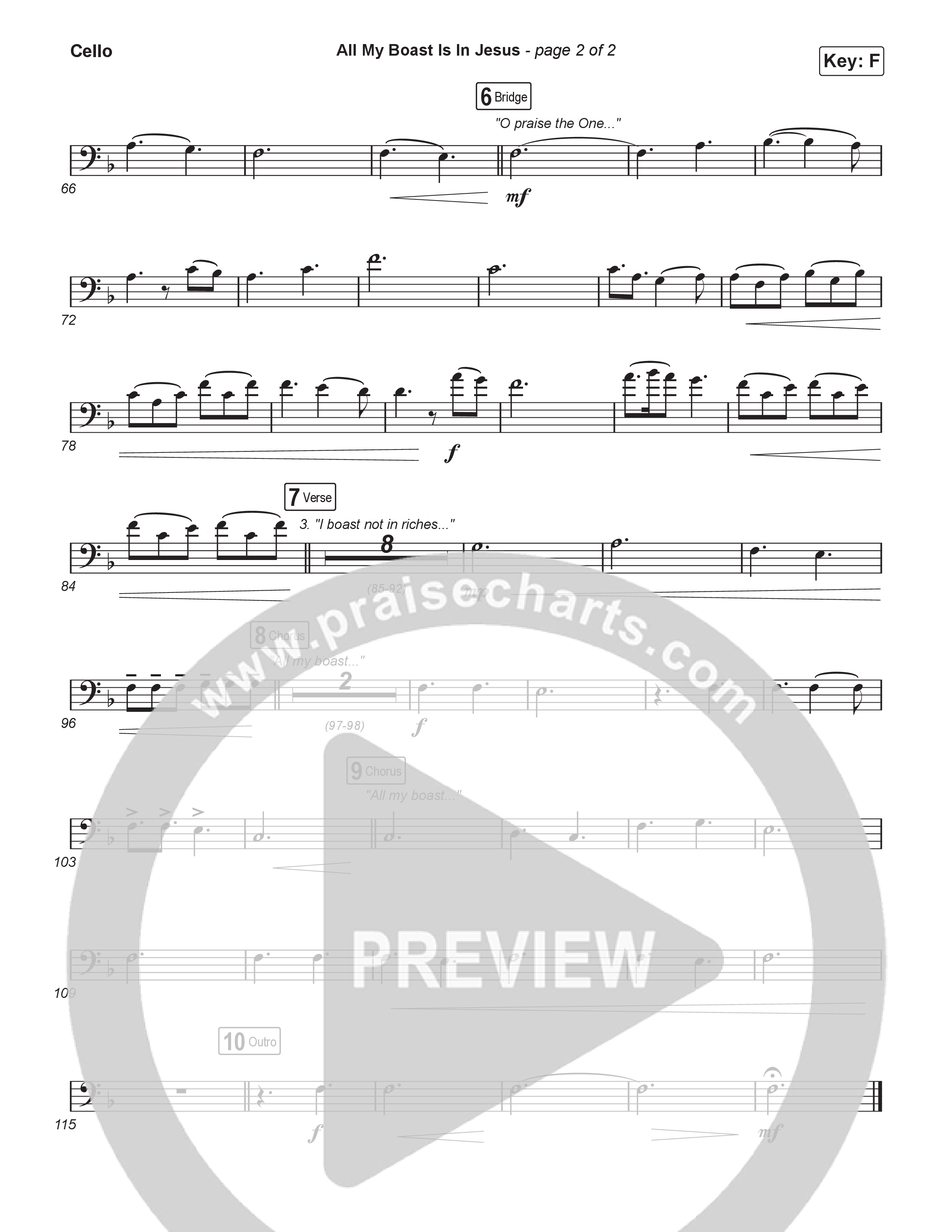 All My Boast Is In Jesus (Choral/SATB) Cello (Travis Cottrell / Arr. Mason Brown / Orch. Travis Patton)