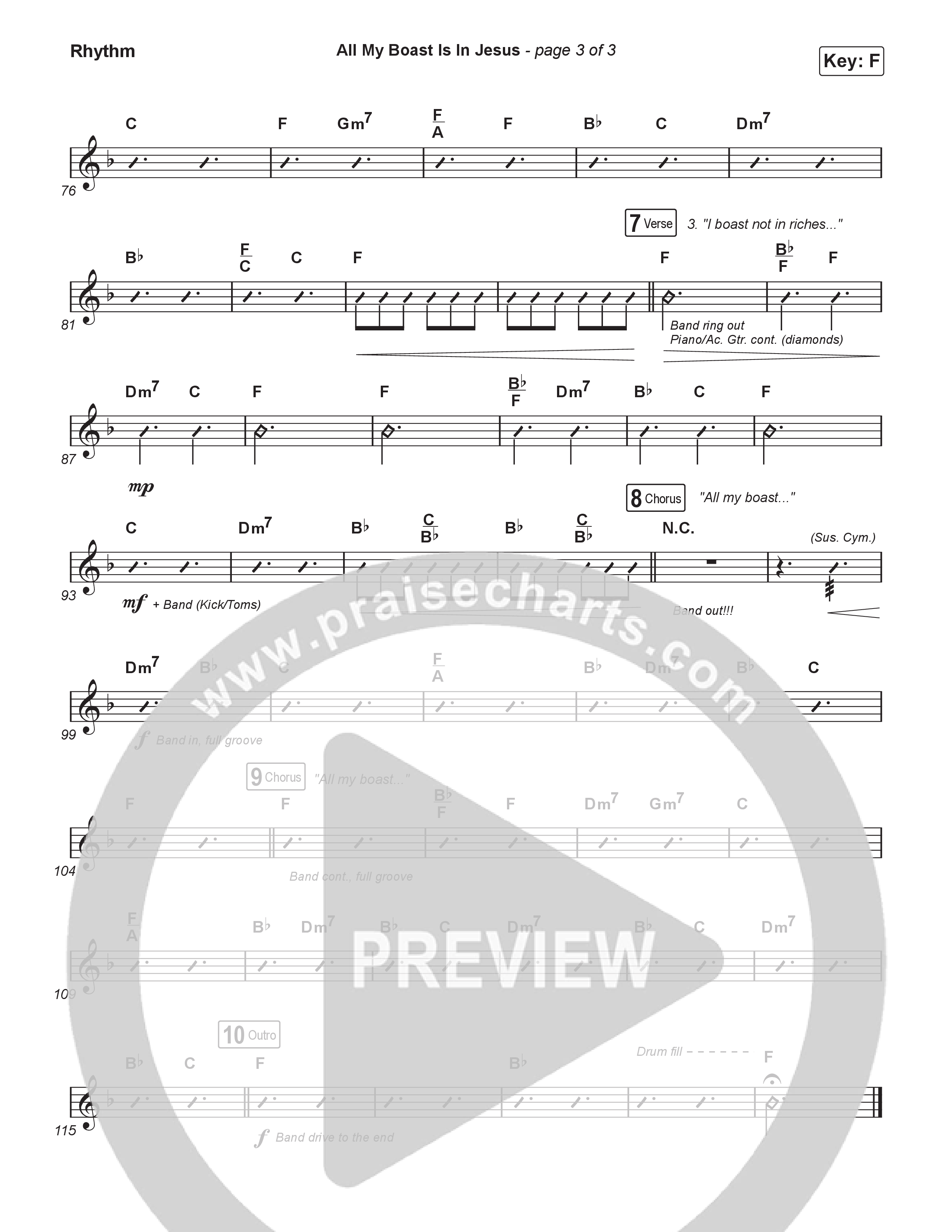 All My Boast Is In Jesus (Choral/SATB) Rhythm Chart (Travis Cottrell / Arr. Mason Brown / Orch. Travis Patton)