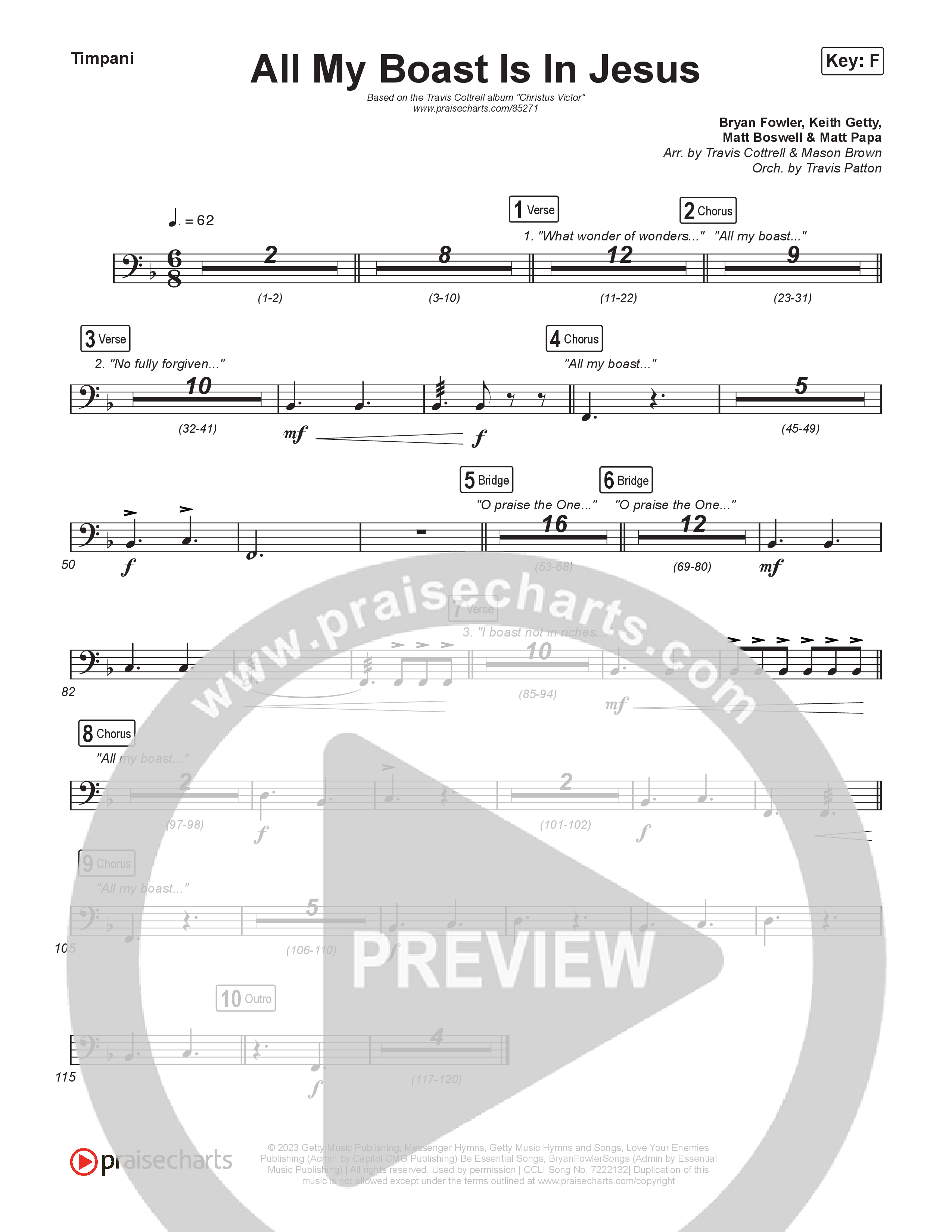 All My Boast Is In Jesus (Choral/SATB) Timpani (Travis Cottrell / Arr. Mason Brown / Orch. Travis Patton)