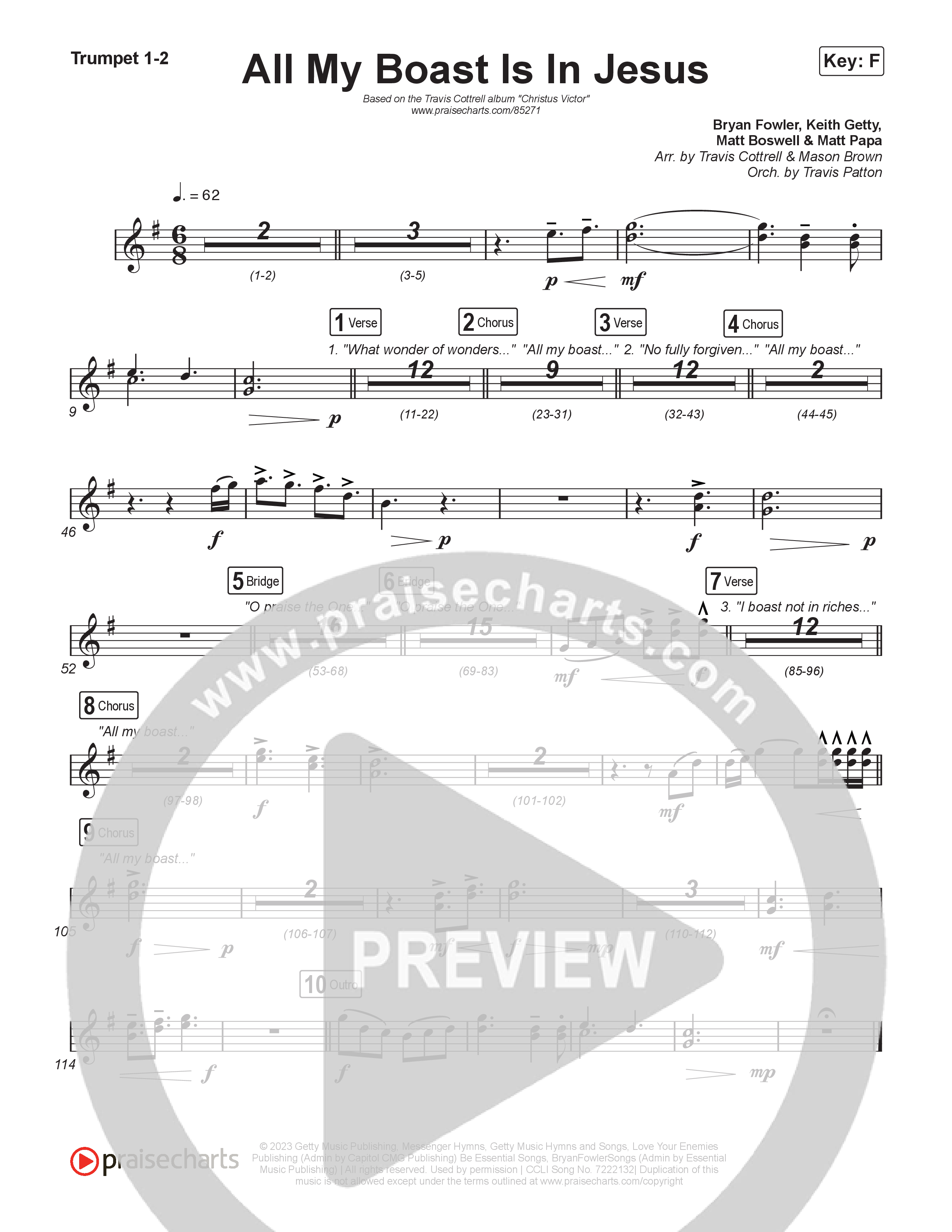 All My Boast Is In Jesus (Choral/SATB) Brass Pack (Travis Cottrell / Arr. Mason Brown / Orch. Travis Patton)