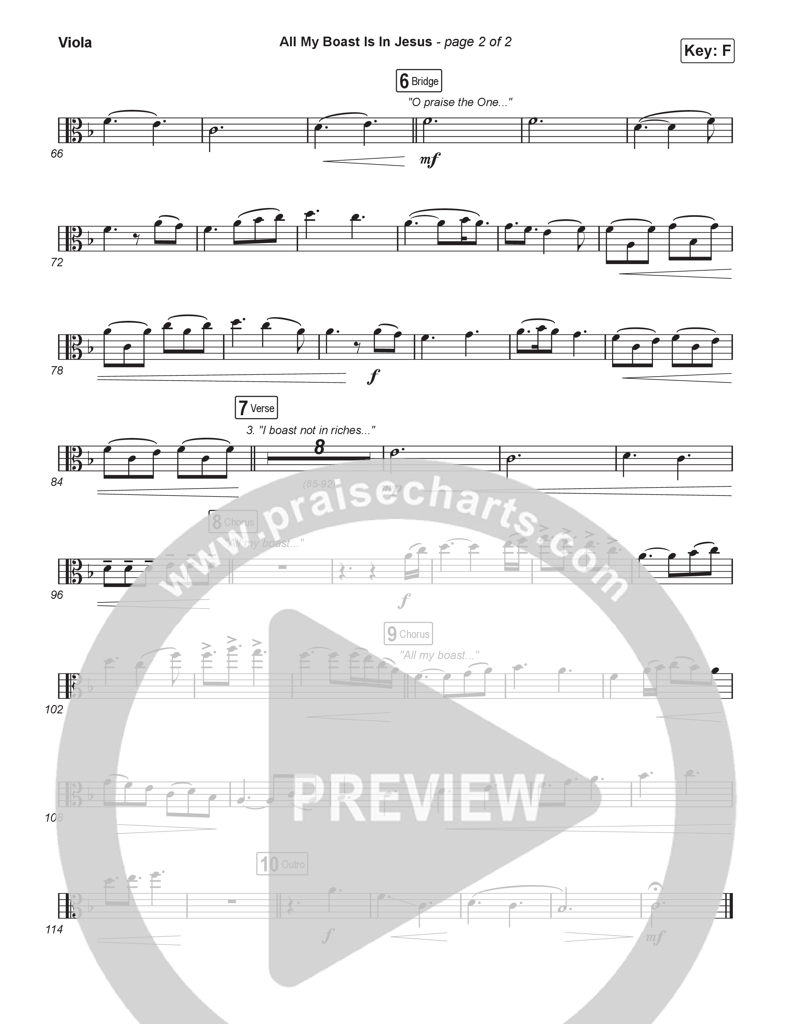 All My Boast Is In Jesus (Choral/SATB) Viola (Travis Cottrell / Arr. Mason Brown / Orch. Travis Patton)