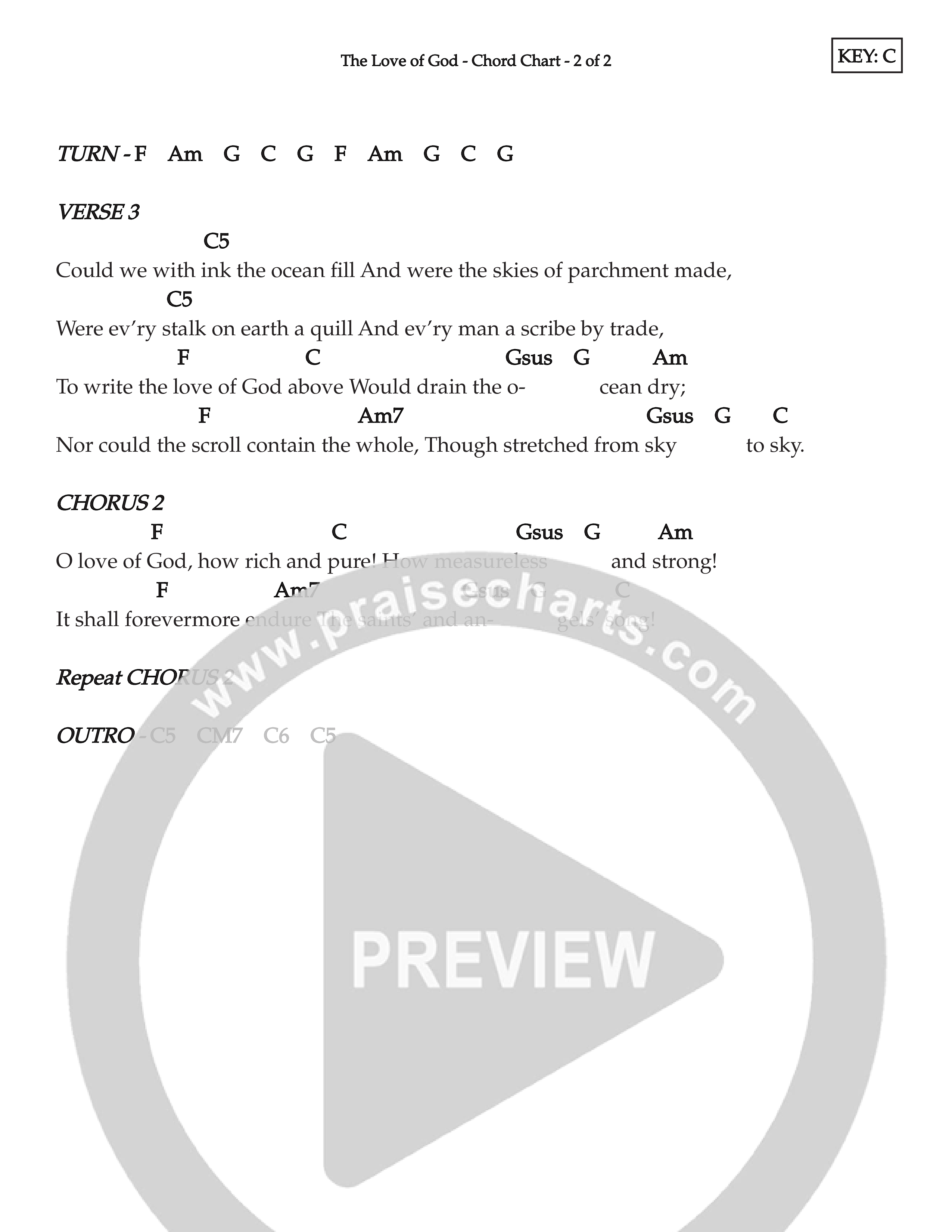 The Love Of God (Kids) Chord Chart (Lifeway Choral / Arr. Dennis Allen)