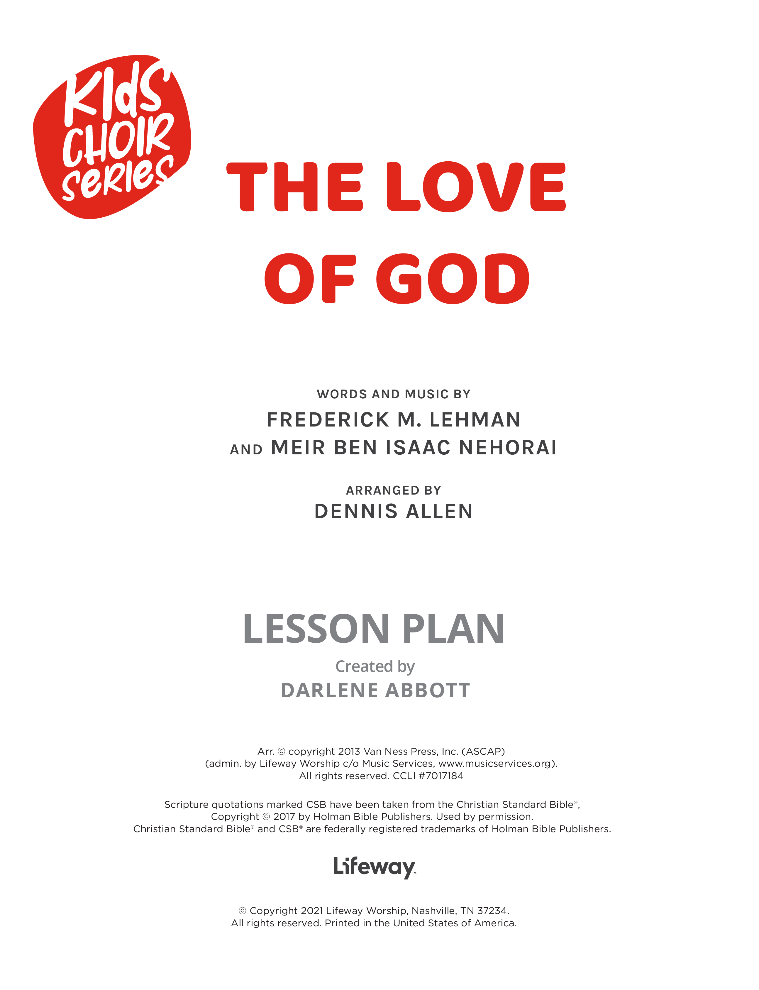The Love Of God (Kids) eBook PDF (Lifeway Choral / Arr. Dennis Allen)
