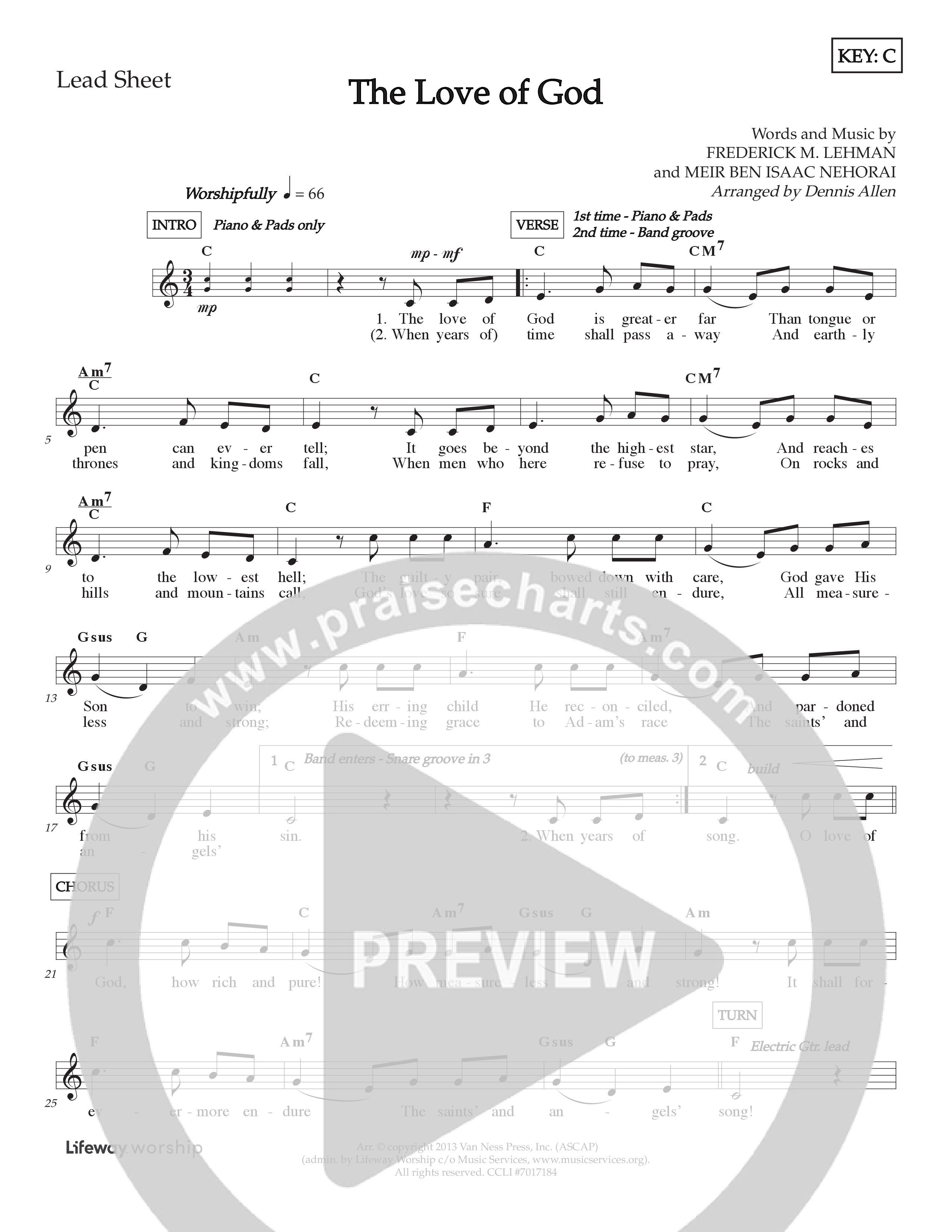 The Love Of God (Kids) Lead Sheet (2-Part) (Lifeway Choral / Arr. Dennis Allen)