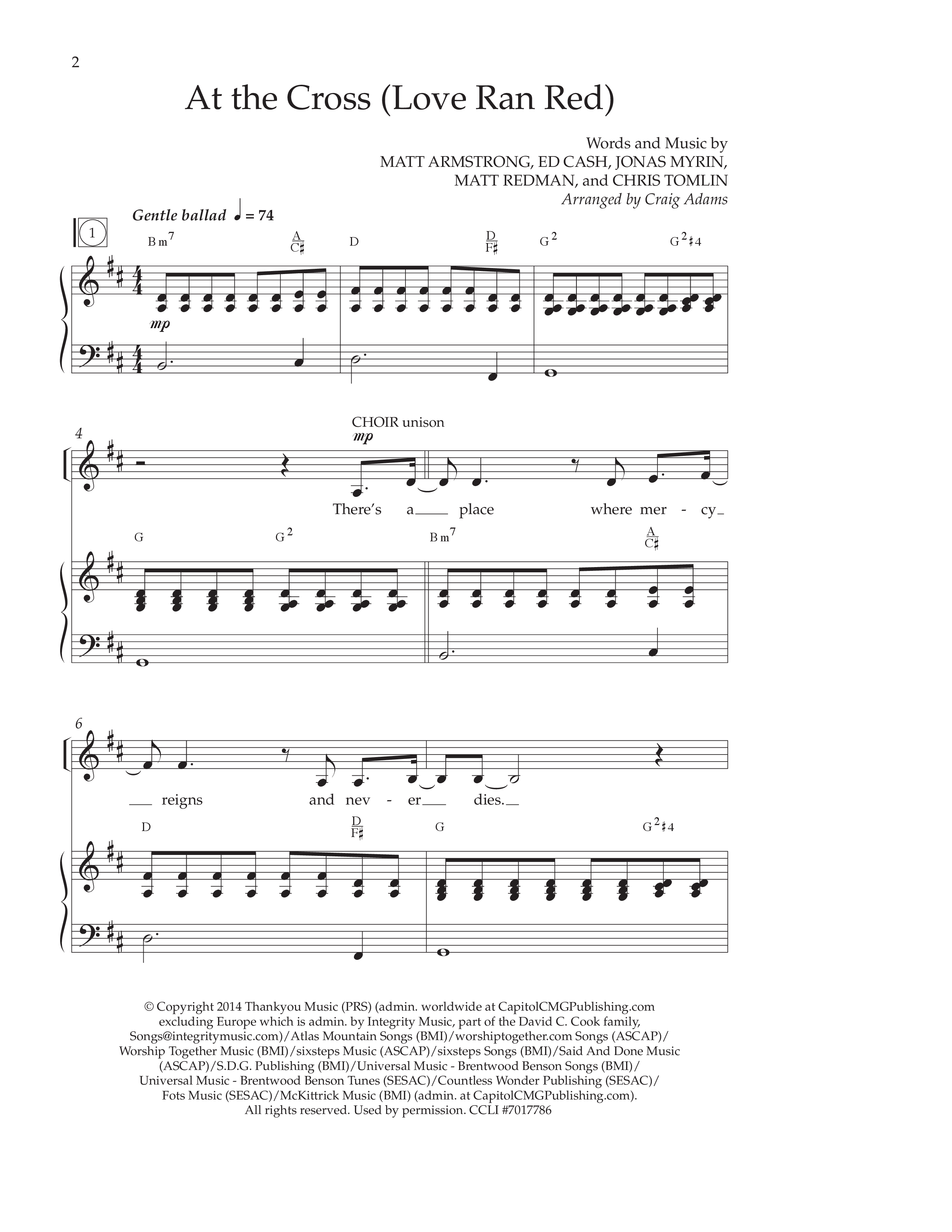 At The Cross (Love Ran Red) (Kids) Piano/Choir (Uni/2-Part) (Lifeway Choral / Arr. Craig Adams)