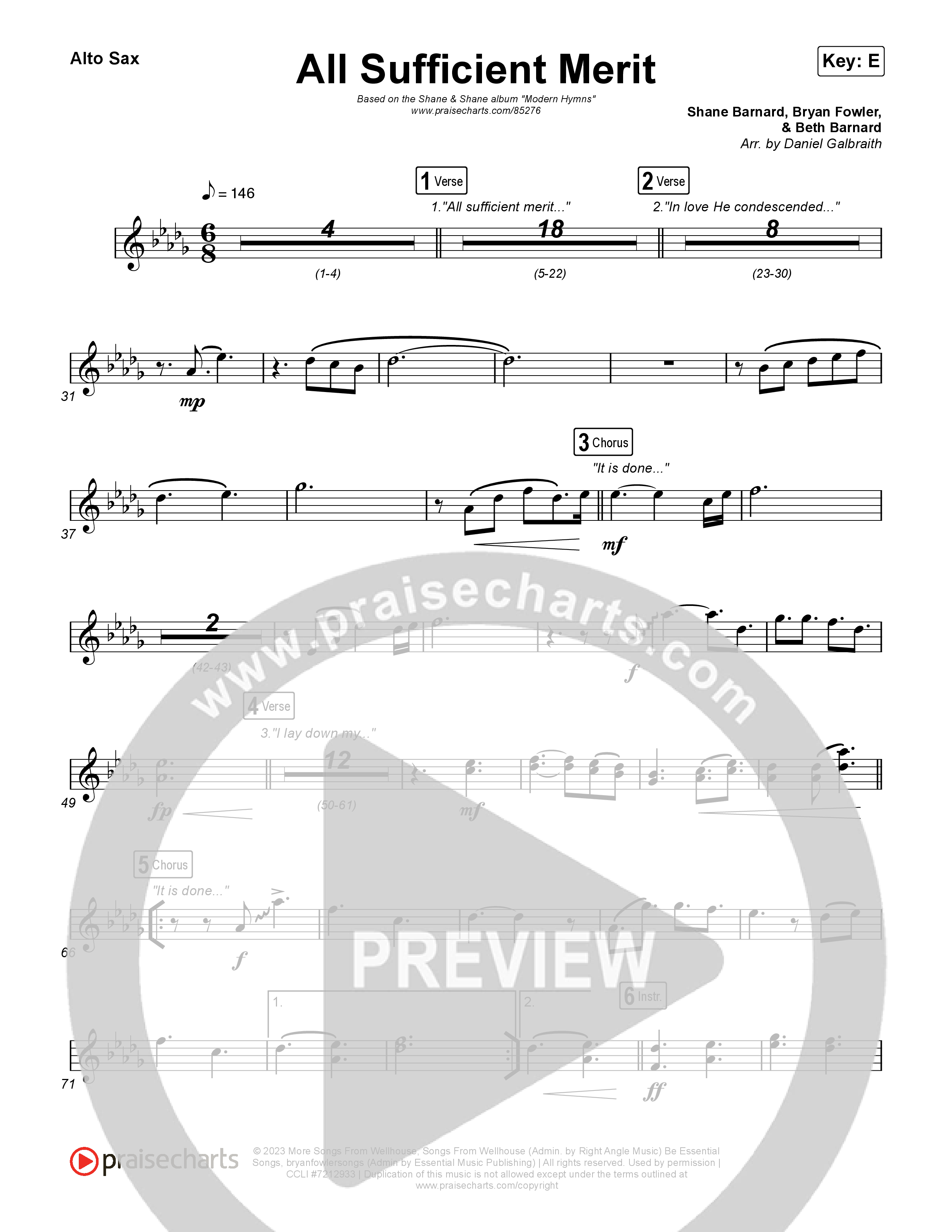 All Sufficient Merit Alto Sax (Shane & Shane)