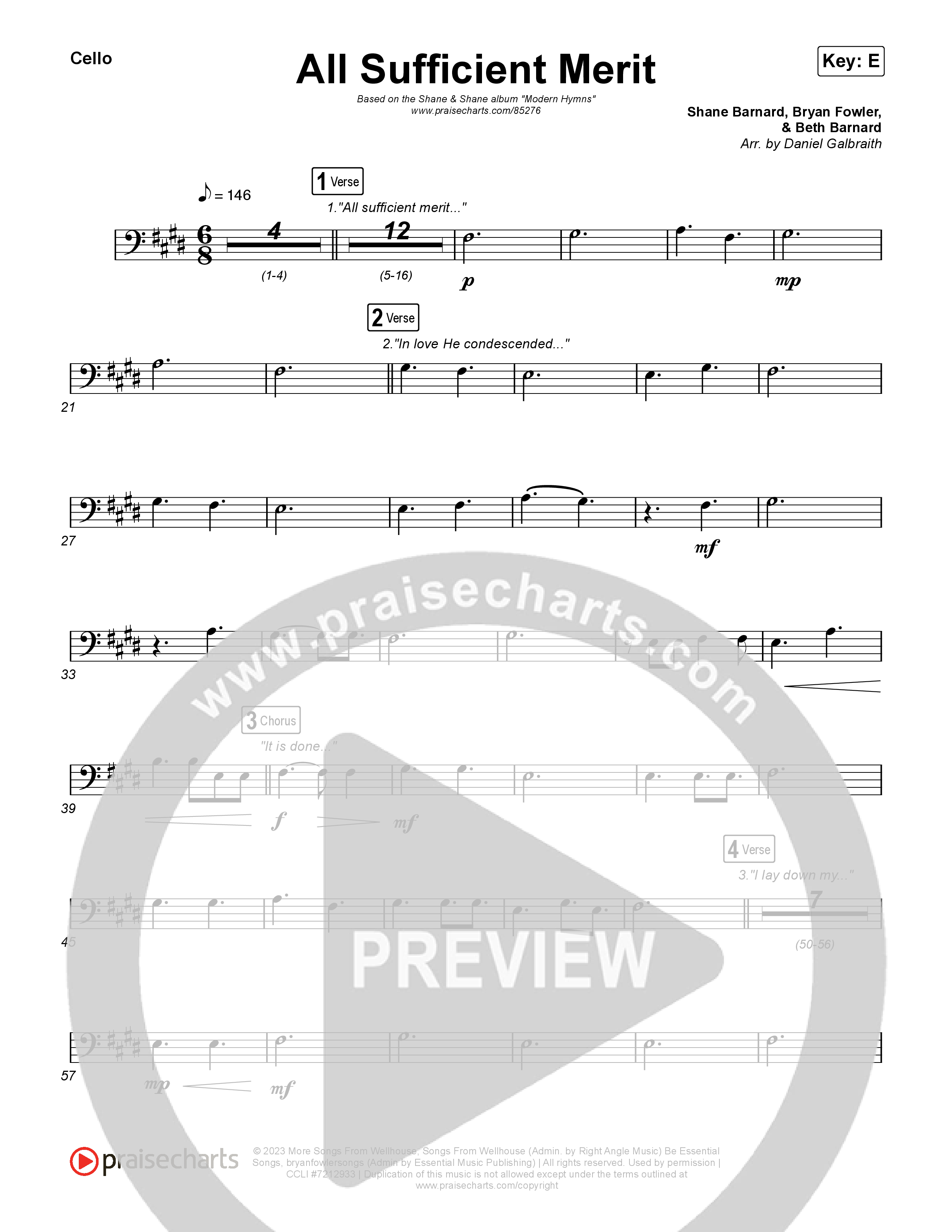 All Sufficient Merit Cello (Shane & Shane)