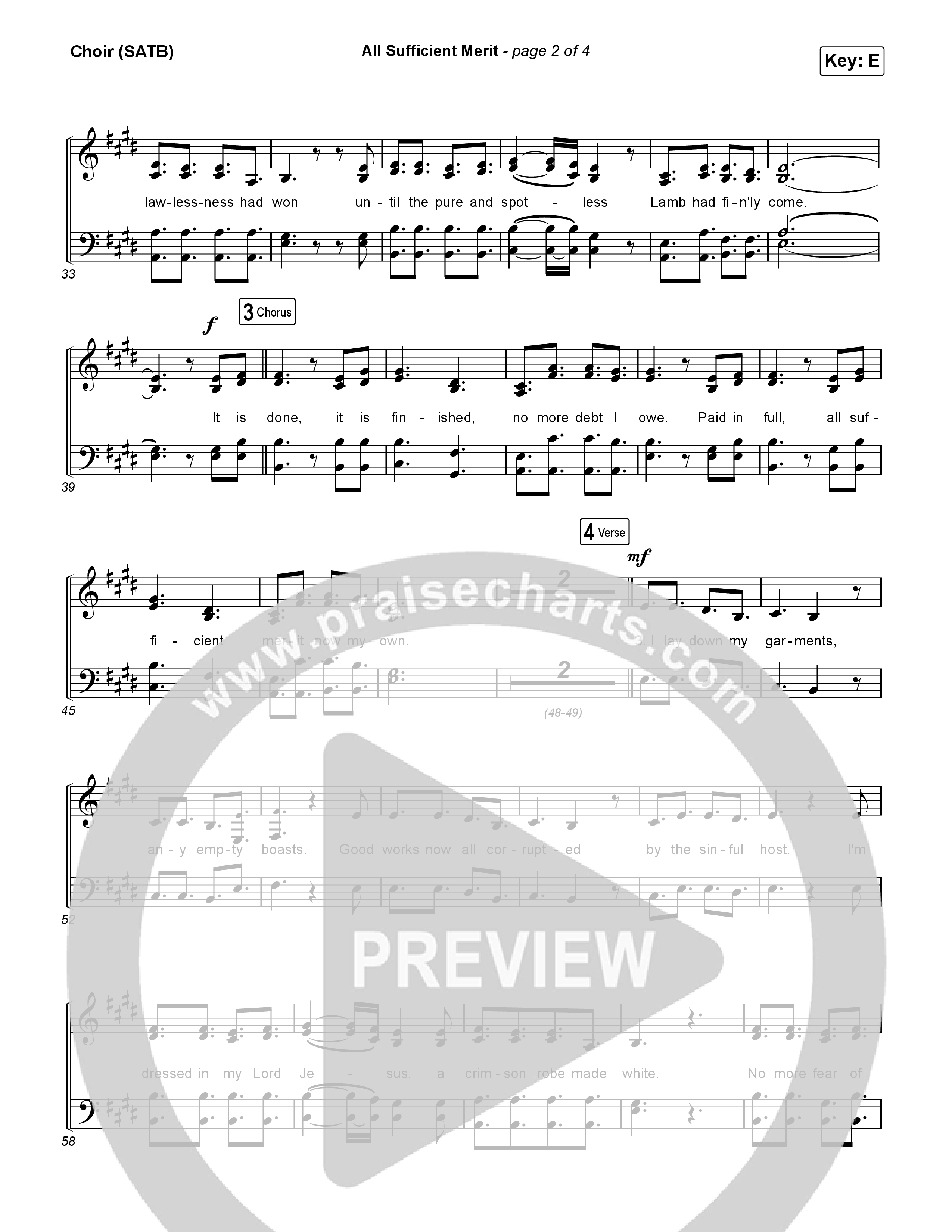 All Sufficient Merit Choir Sheet (SATB) (Shane & Shane)