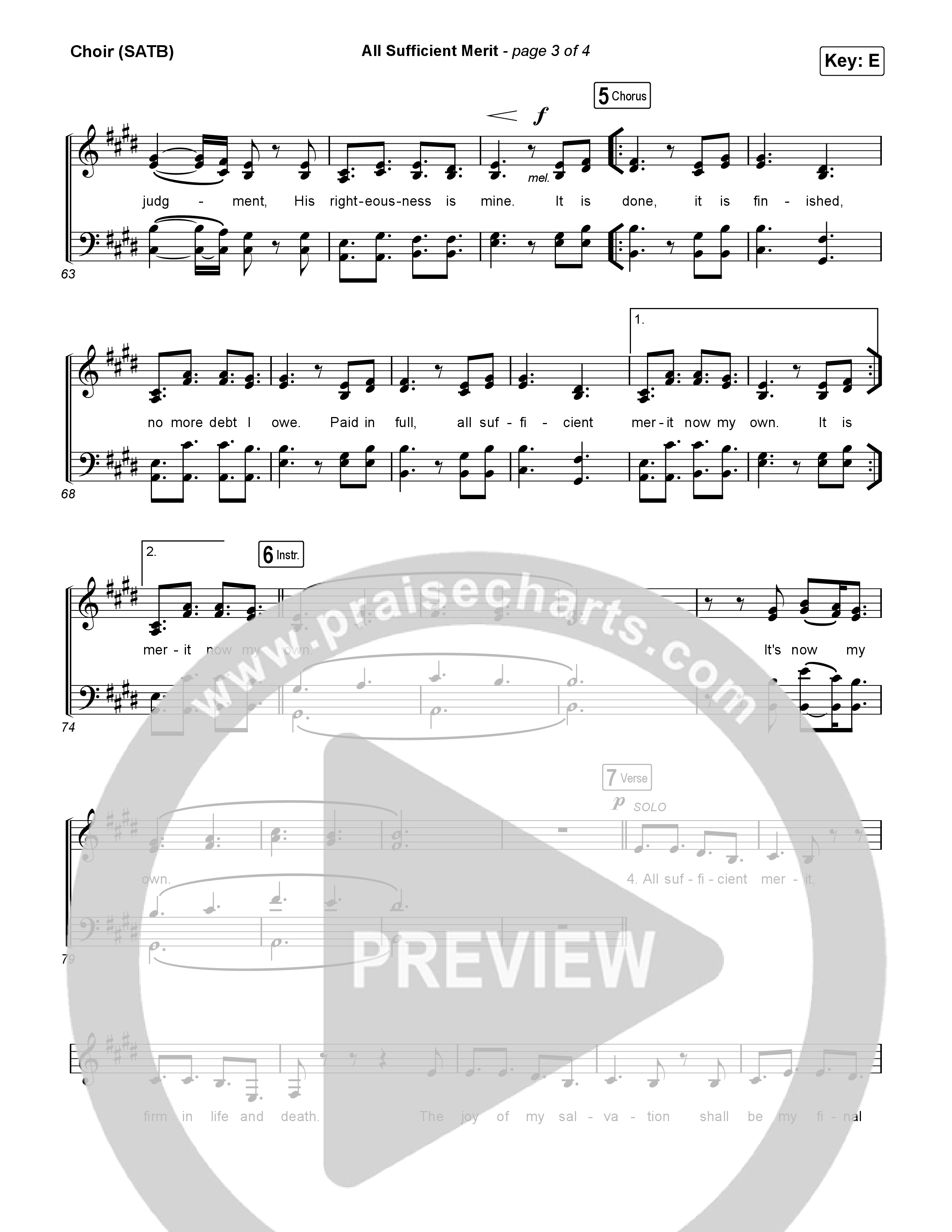 All Sufficient Merit Choir Sheet (SATB) (Shane & Shane)