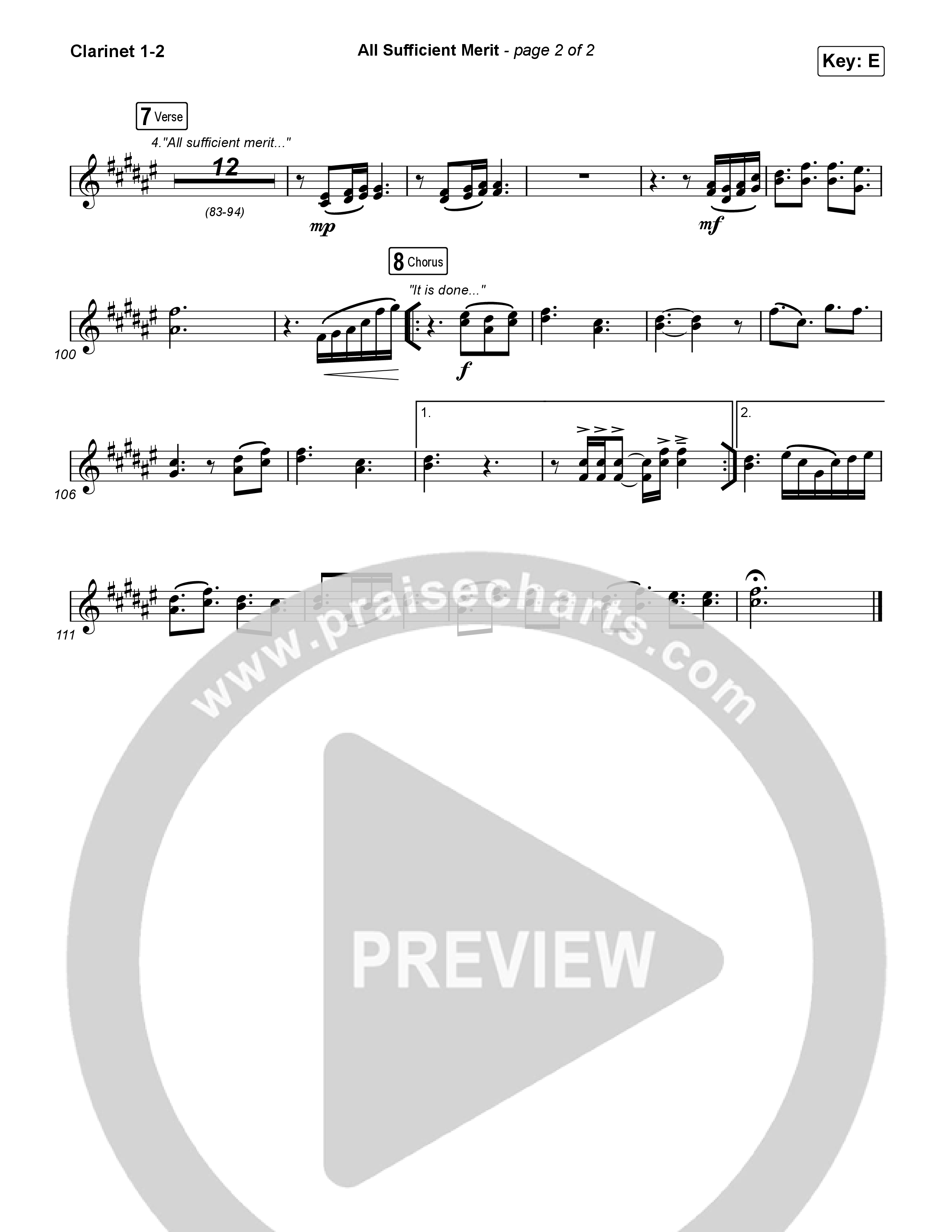 All Sufficient Merit Clarinet 1/2 (Shane & Shane)